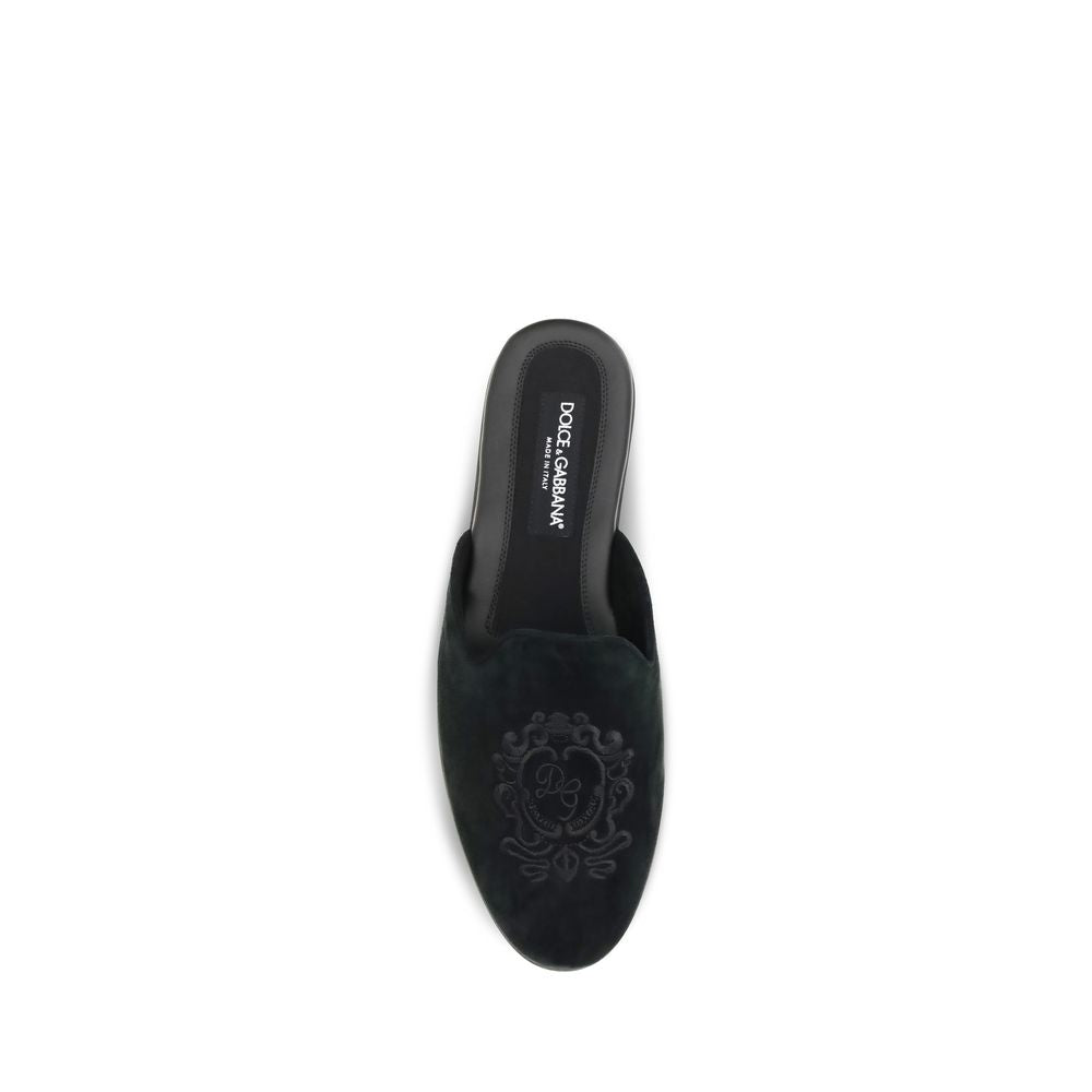Dolce & Gabbana Black Calf Leather Bos Taurus Mules | Regal Royce