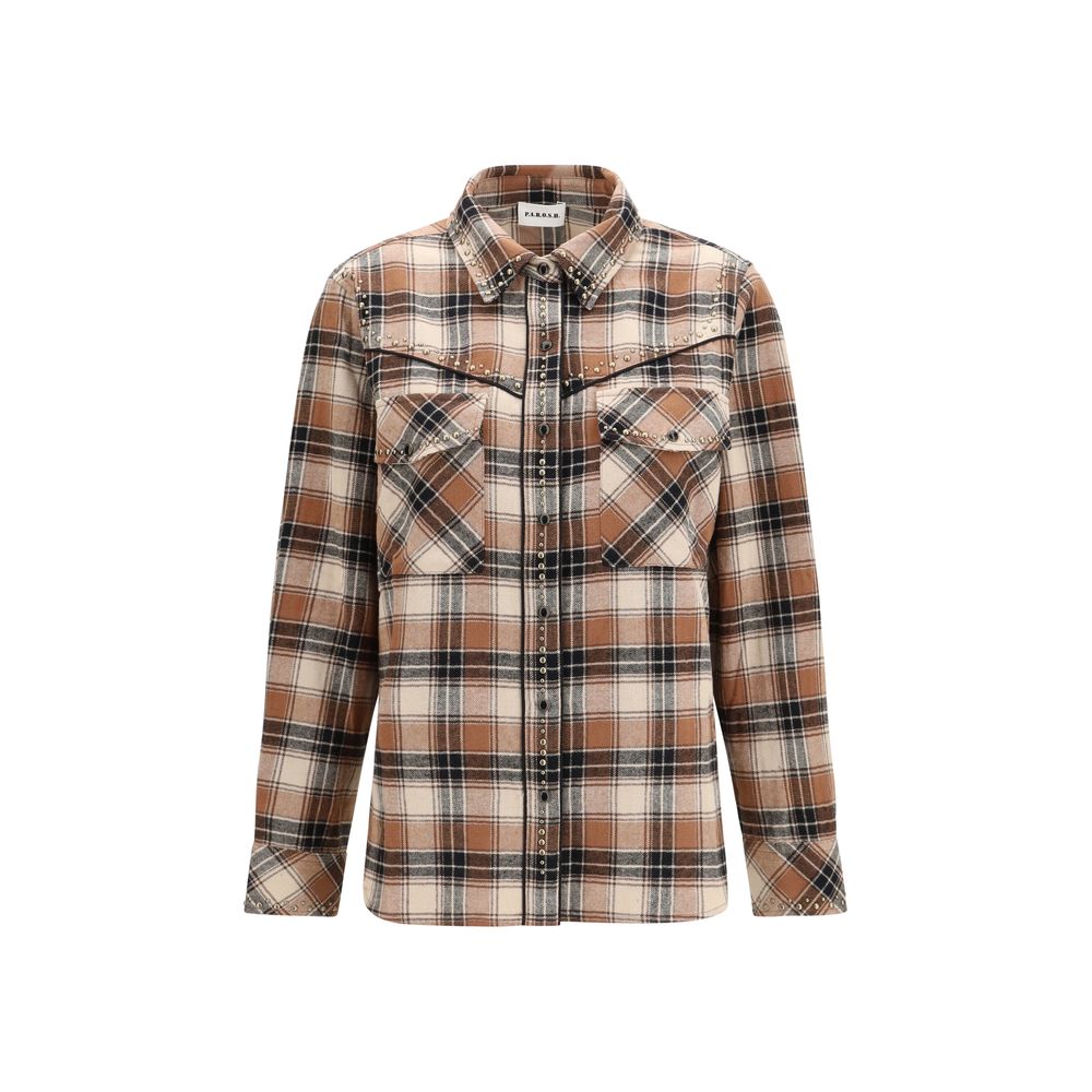 P.A.R.O.S.H. Brown Cotton Pattern Shirt | Regal Royce