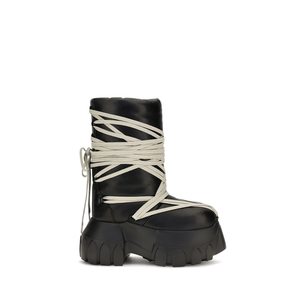 Rick Owens Black Calf Leather Bos Taurus Lace-Up Boots | Regal Royce