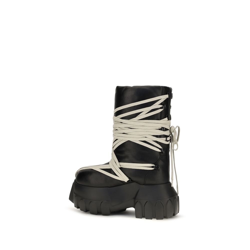 Rick Owens Black Calf Leather Bos Taurus Lace-Up Boots | Regal Royce