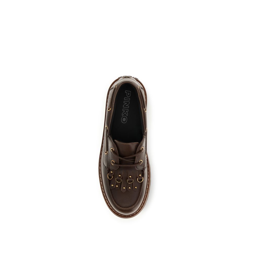 PINKO Brown Calf Leather Bos Taurus Platform Loafers | Regal Royce