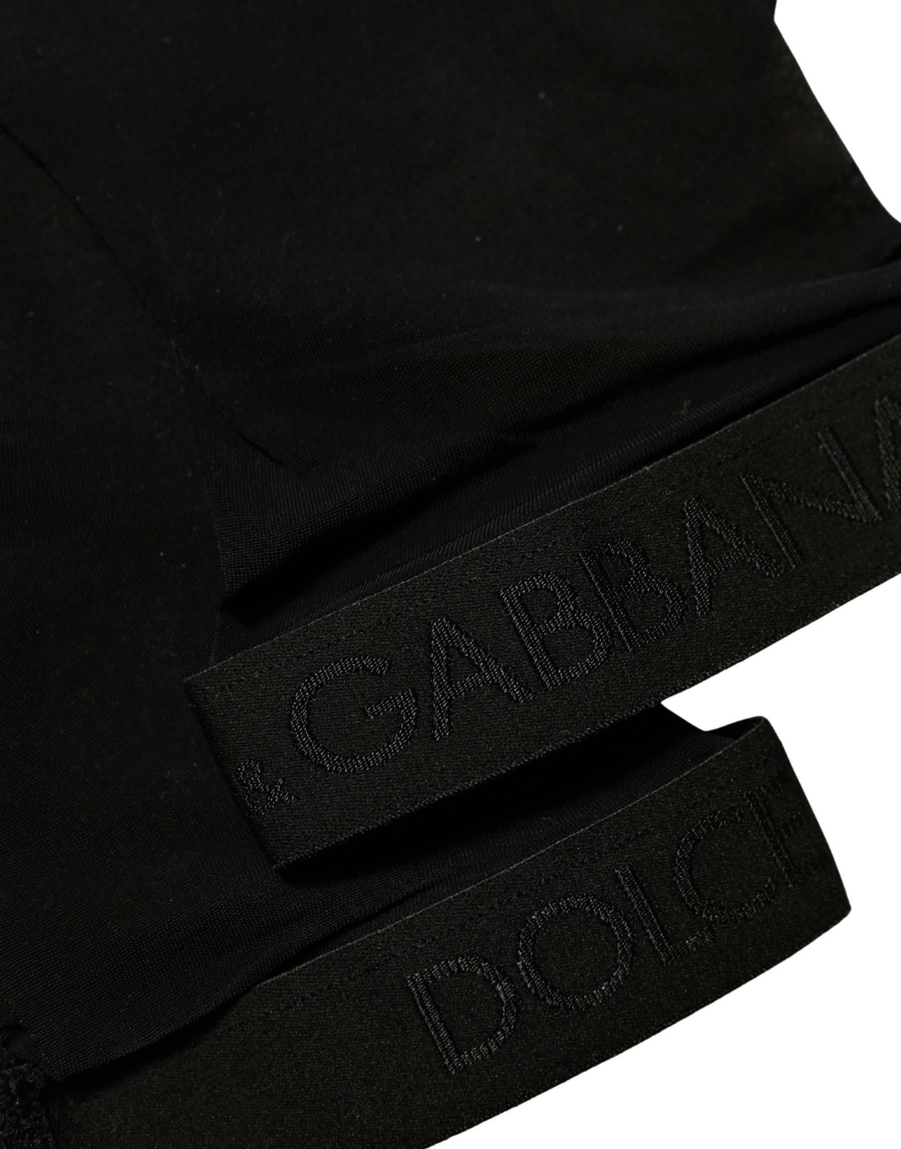 Dolce & Gabbana Black Nylon Logo Calf Long Women Accessory Socks | Regal Royce