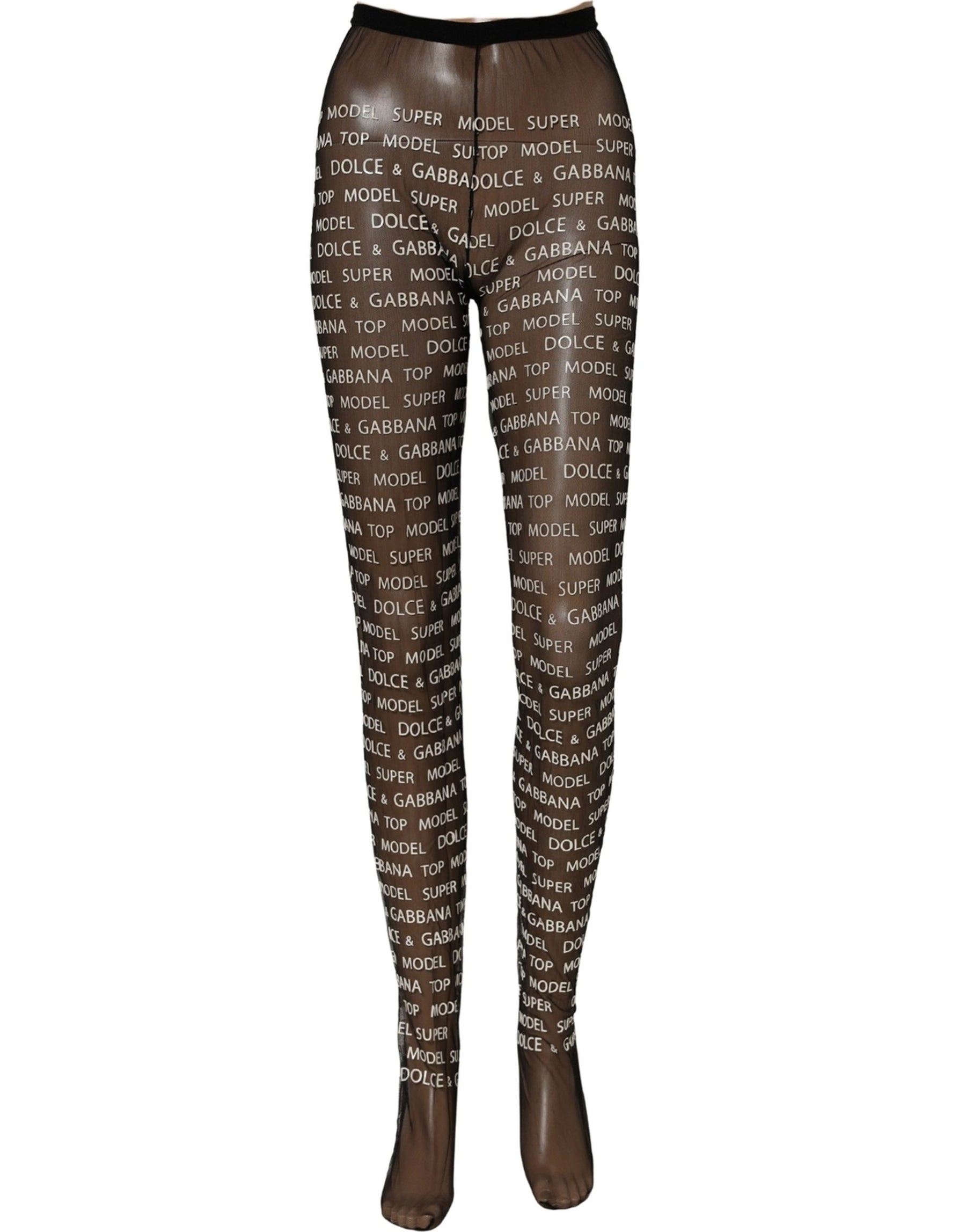 Dolce & Gabbana Black White All Over Print Sheer Stretch Tights Socks | Regal Royce