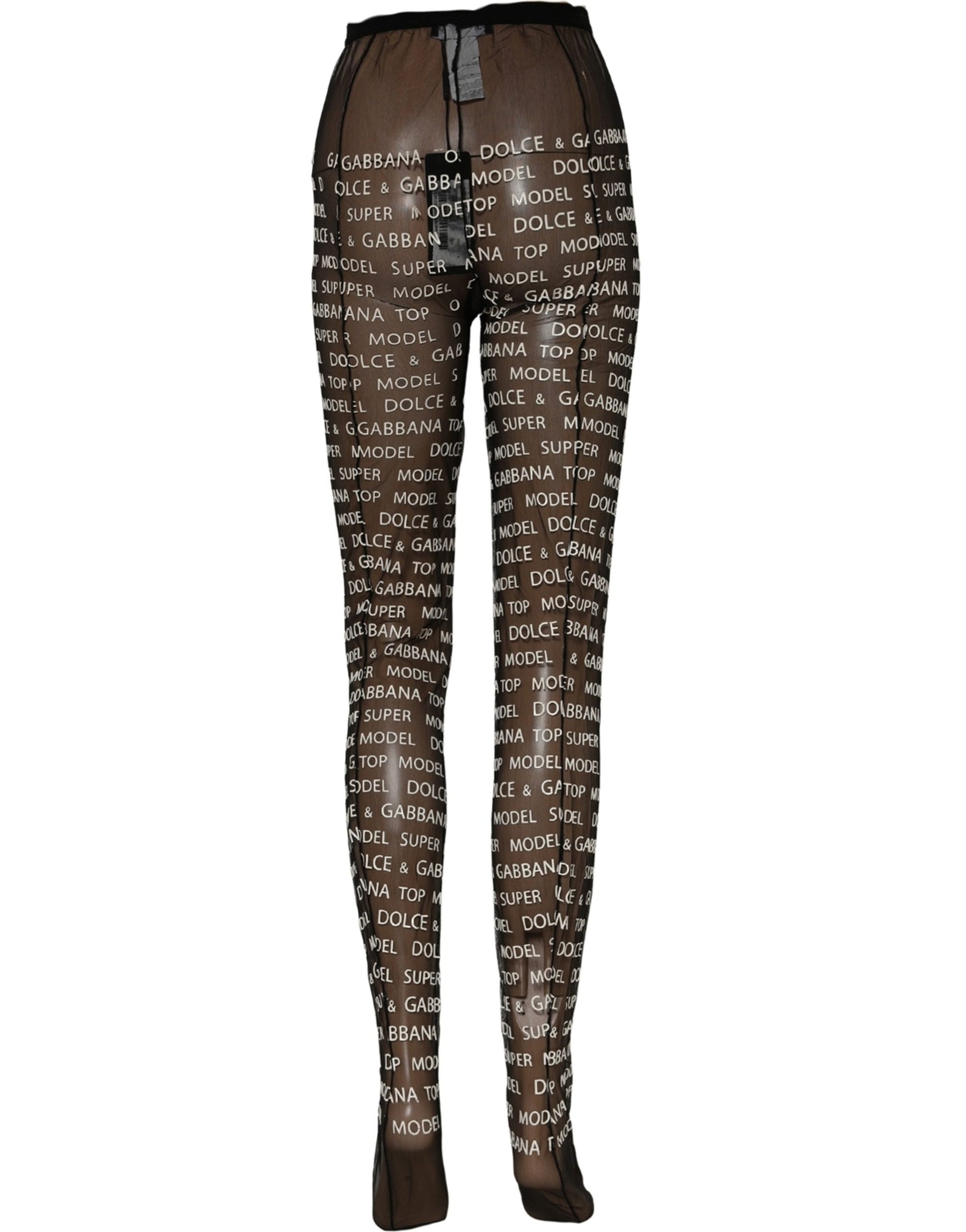 Dolce & Gabbana Black White All Over Print Sheer Stretch Tights Socks | Regal Royce