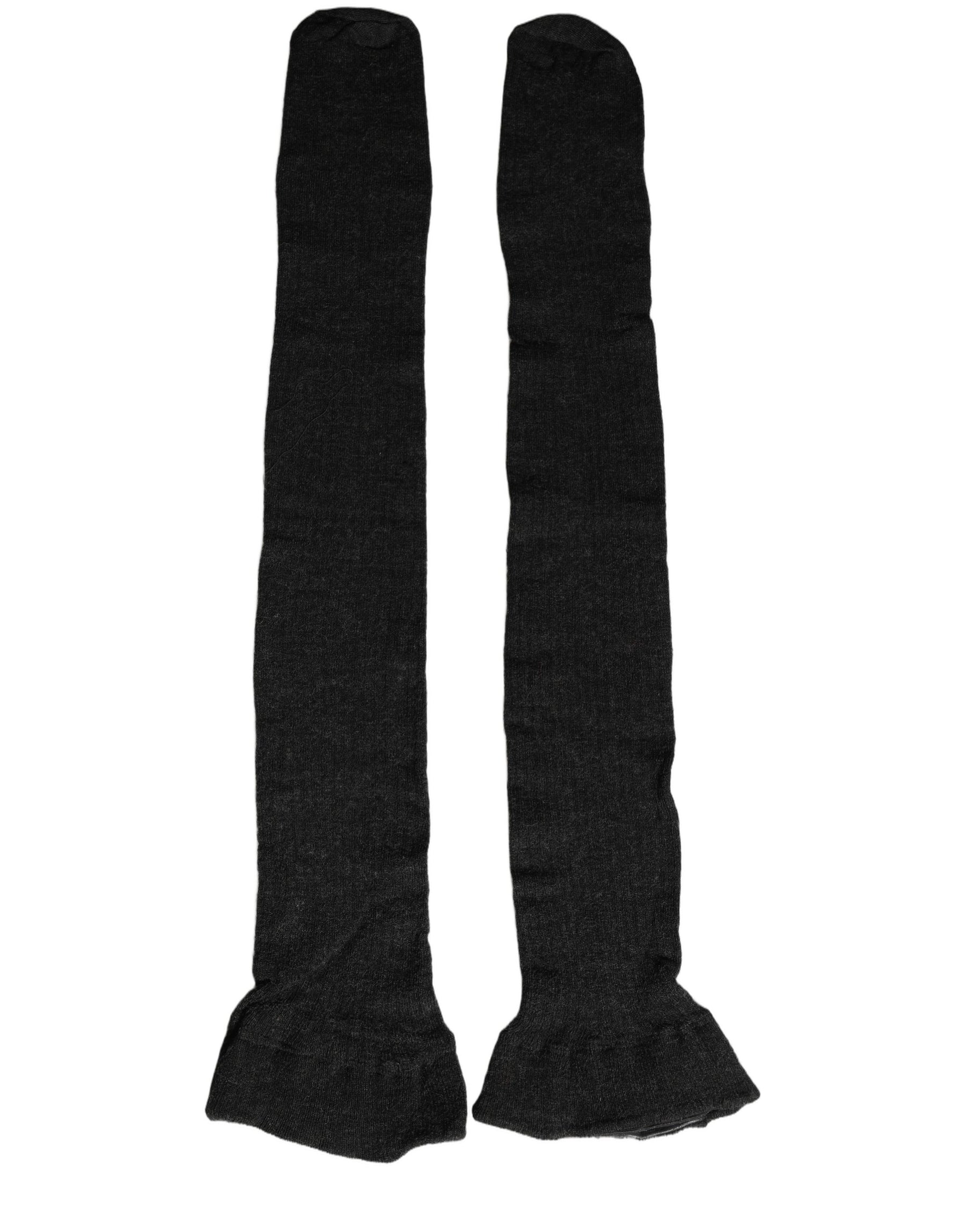 Dolce & Gabbana Black Wool Over Calf Long Women Accessory Socks | Regal Royce