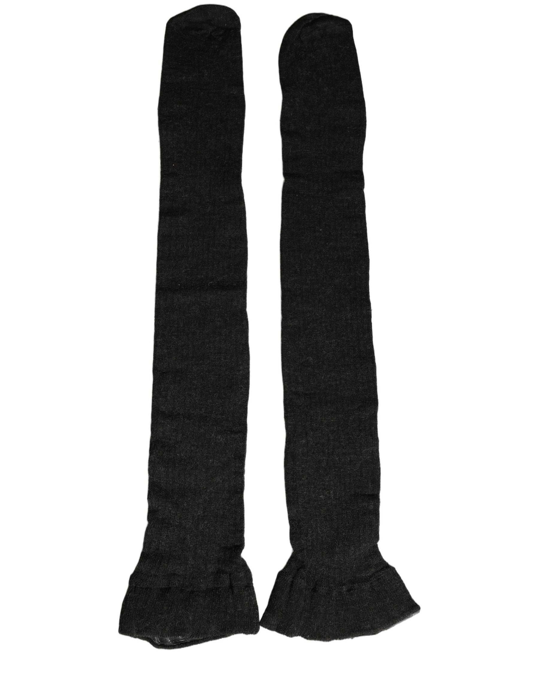 Dolce & Gabbana Black Wool Over Calf Long Women Accessory Socks | Regal Royce
