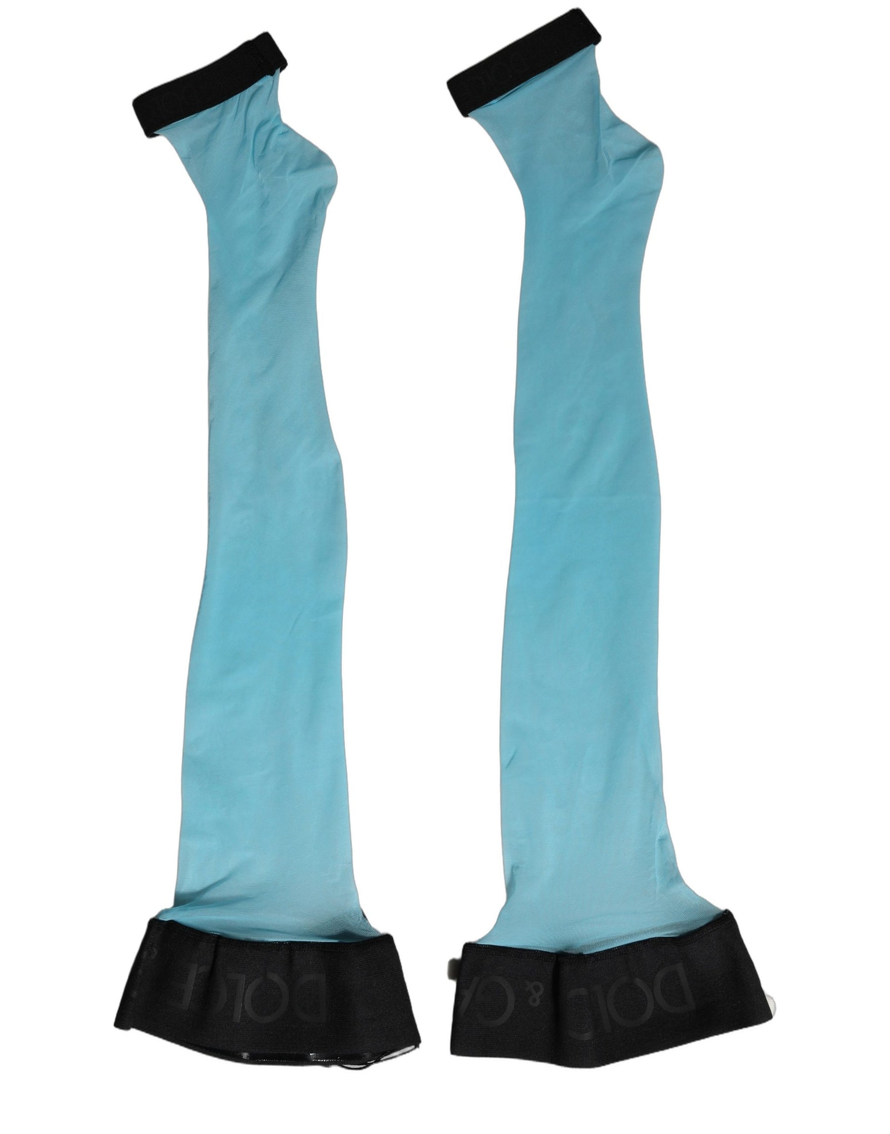Dolce & Gabbana Light Blue Nylon Thigh High Women Accessory Socks | Regal Royce