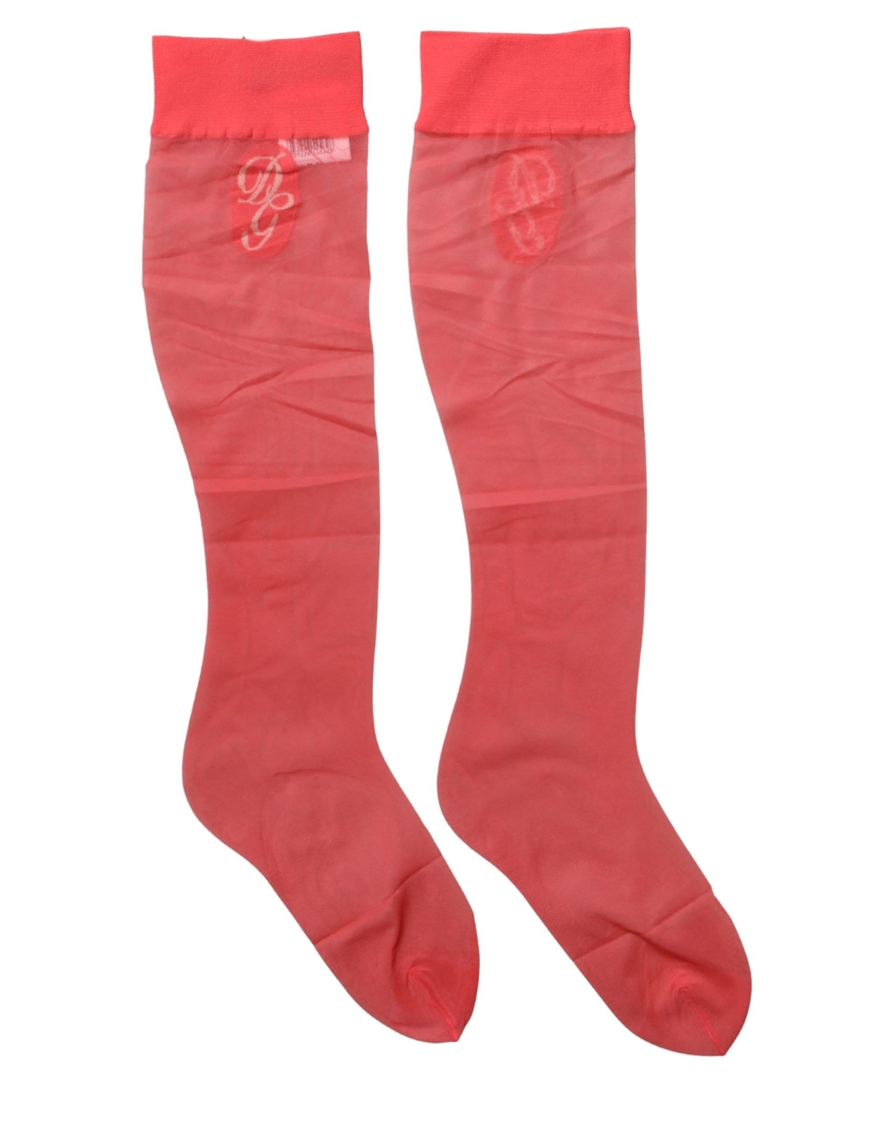 Dolce & Gabbana Red Nylon Mesh Sheer Calf Long Accessory Socks | Regal Royce