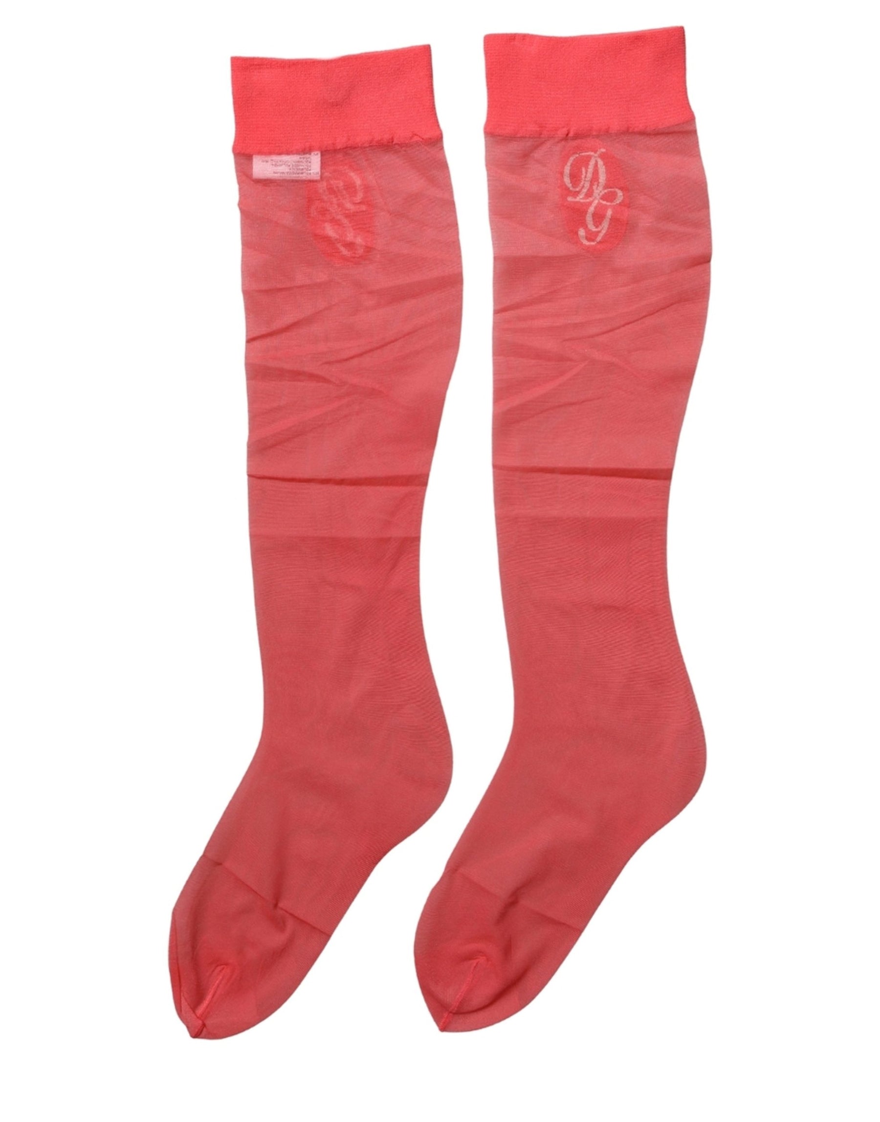 Dolce & Gabbana Red Nylon Mesh Sheer Calf Long Accessory Socks | Regal Royce