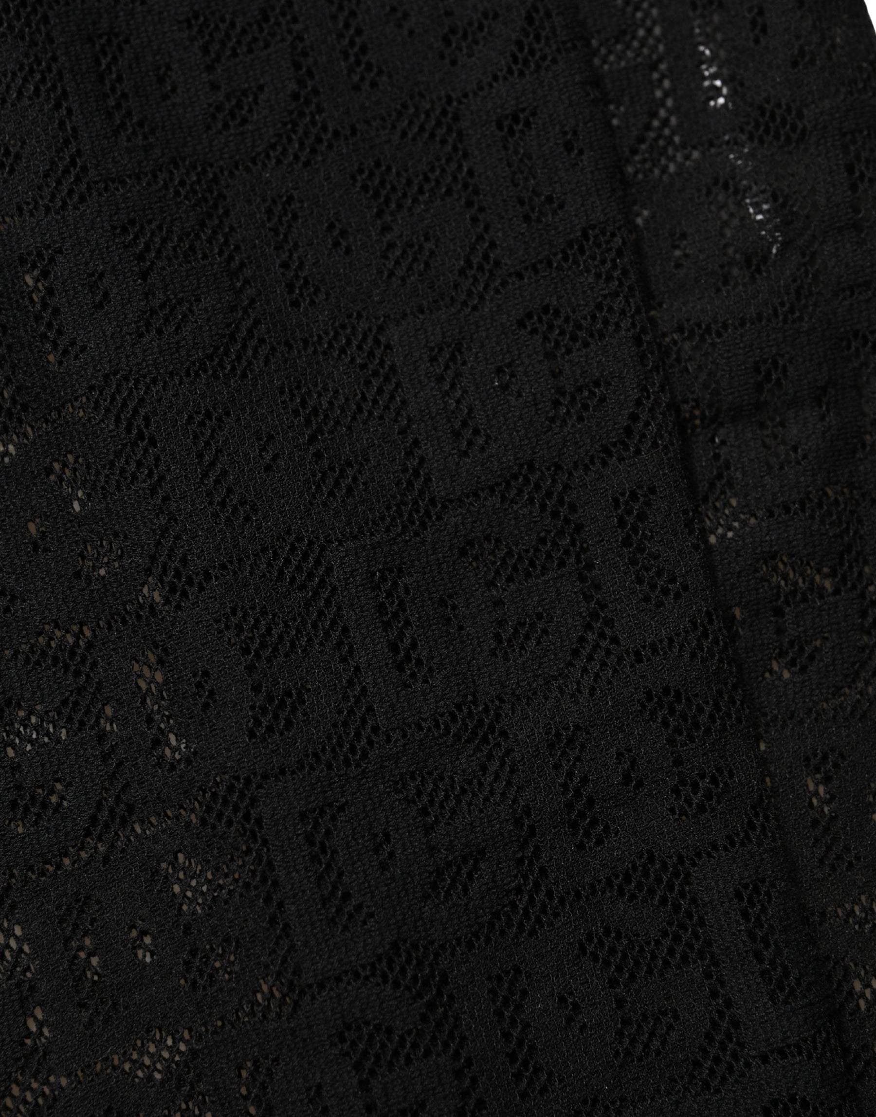 Dolce & Gabbana Black DG Logo Sheer Nylon Thigh High Socks | Regal Royce
