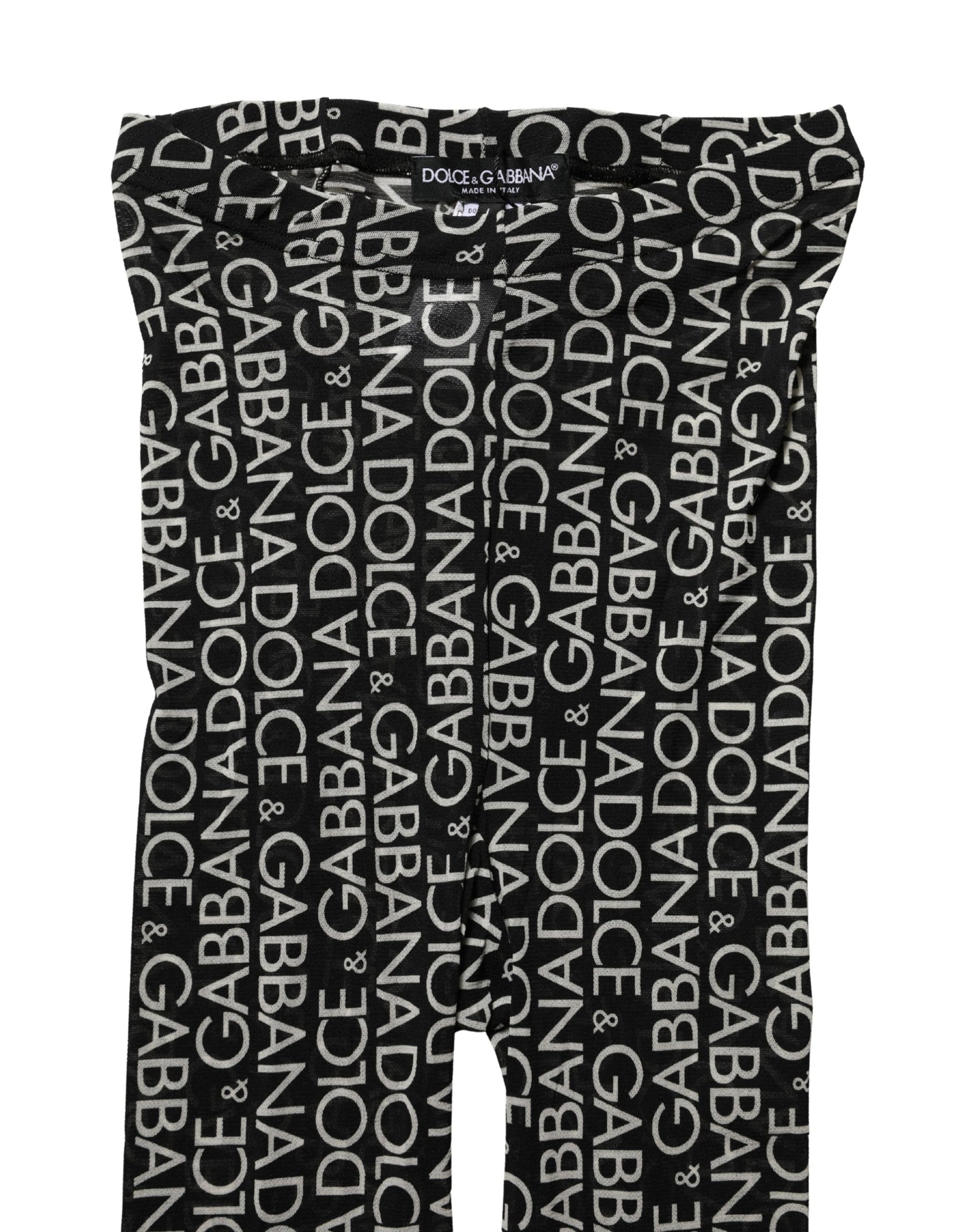 Dolce & Gabbana Black White All Over Print Sheer Stretch Tights Socks | Regal Royce