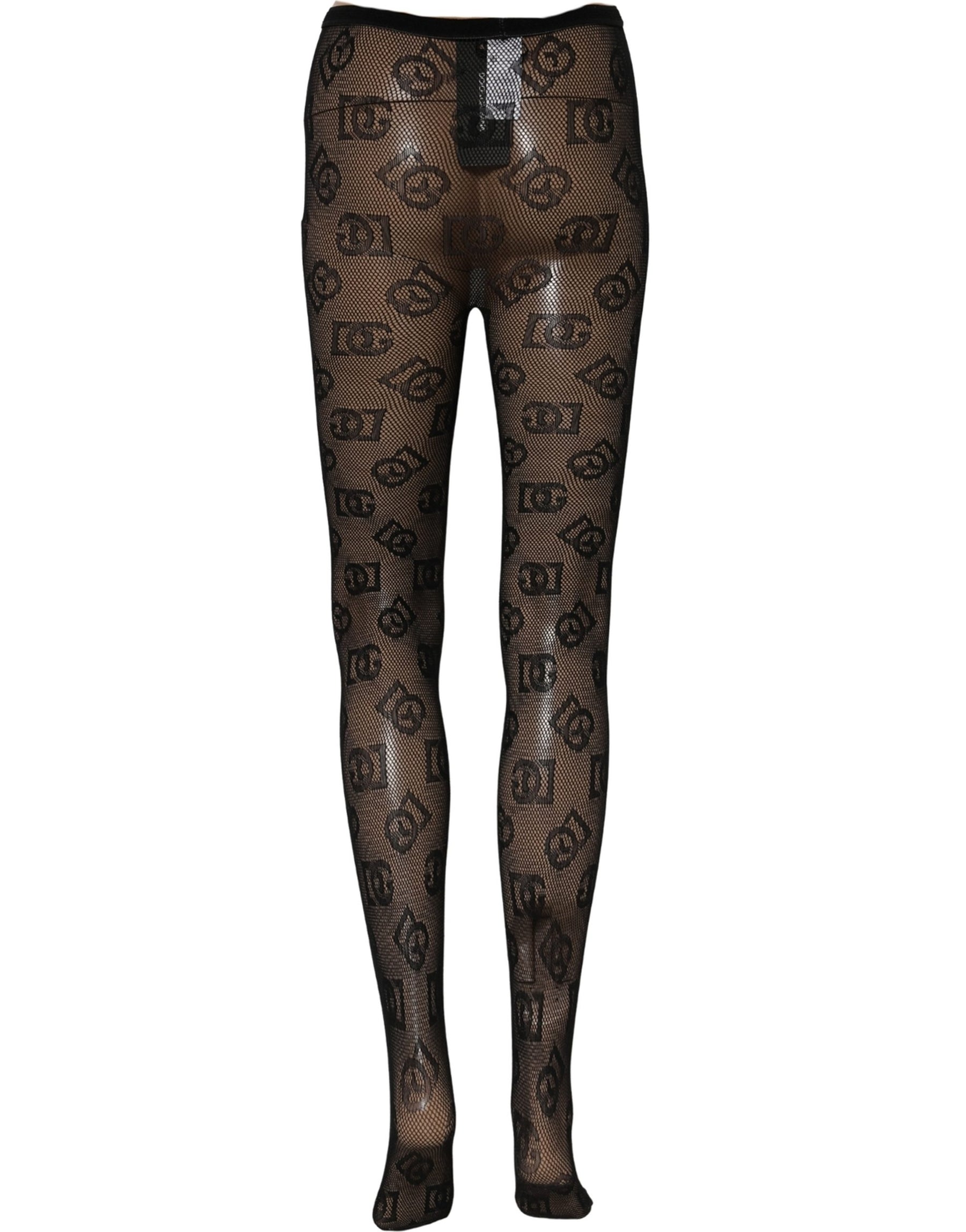 Dolce & Gabbana Black All Over Print Sheer Stretch Tights Socks | Regal Royce