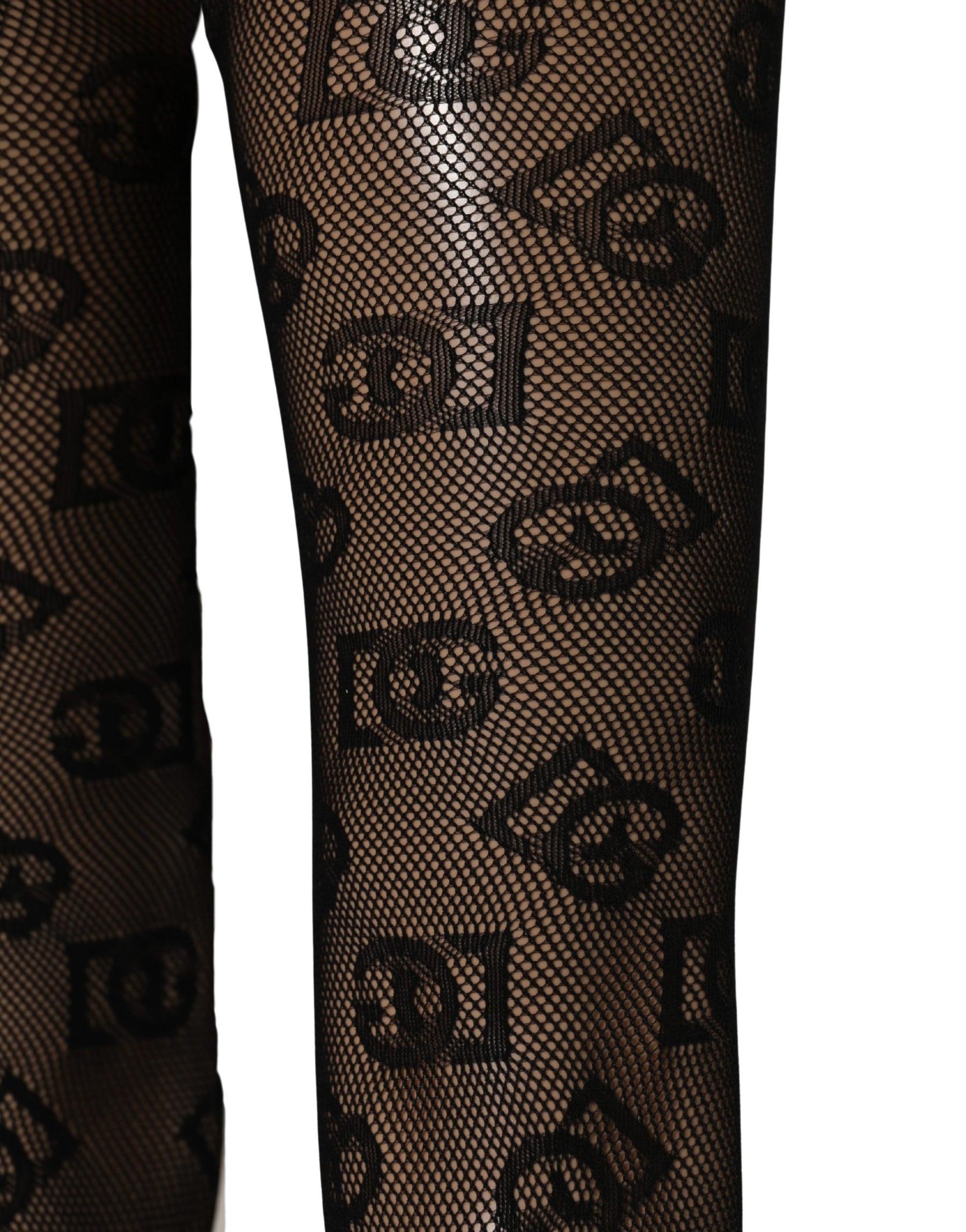 Dolce & Gabbana Black All Over Print Sheer Stretch Tights Socks | Regal Royce