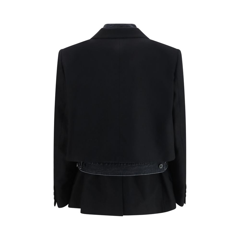 Sacai Black Wool Oves Aries Denim Jacket | Regal Royce