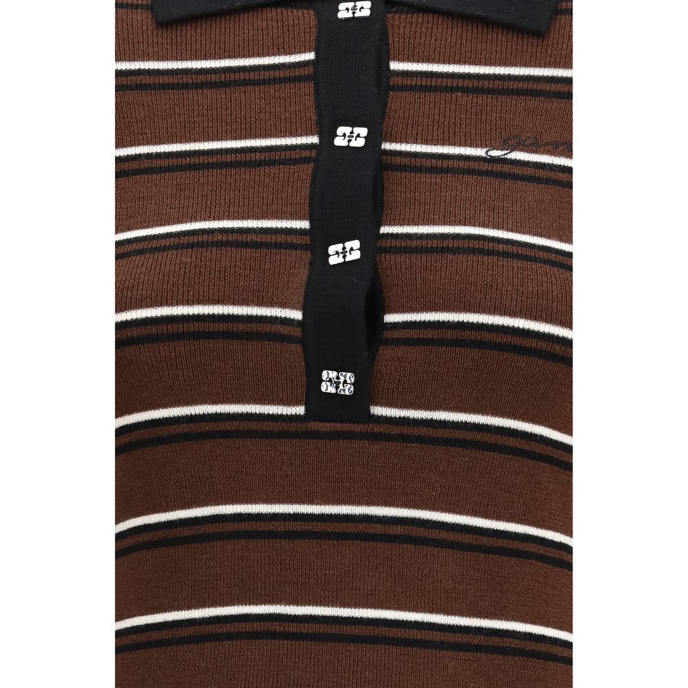 Ganni Brown Wool Oves Aries Polo Shirt | Regal Royce