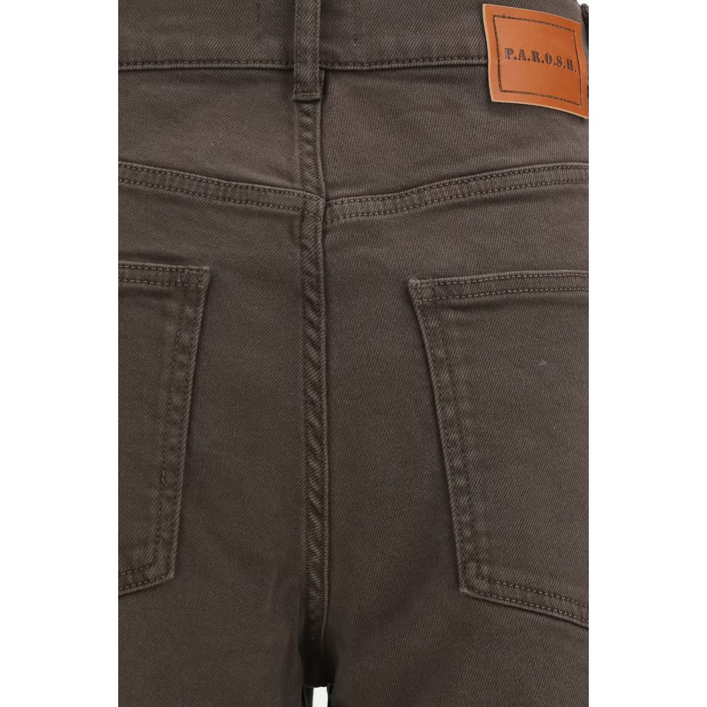 P.A.R.O.S.H. Brown Cotton Casual Pants | Regal Royce
