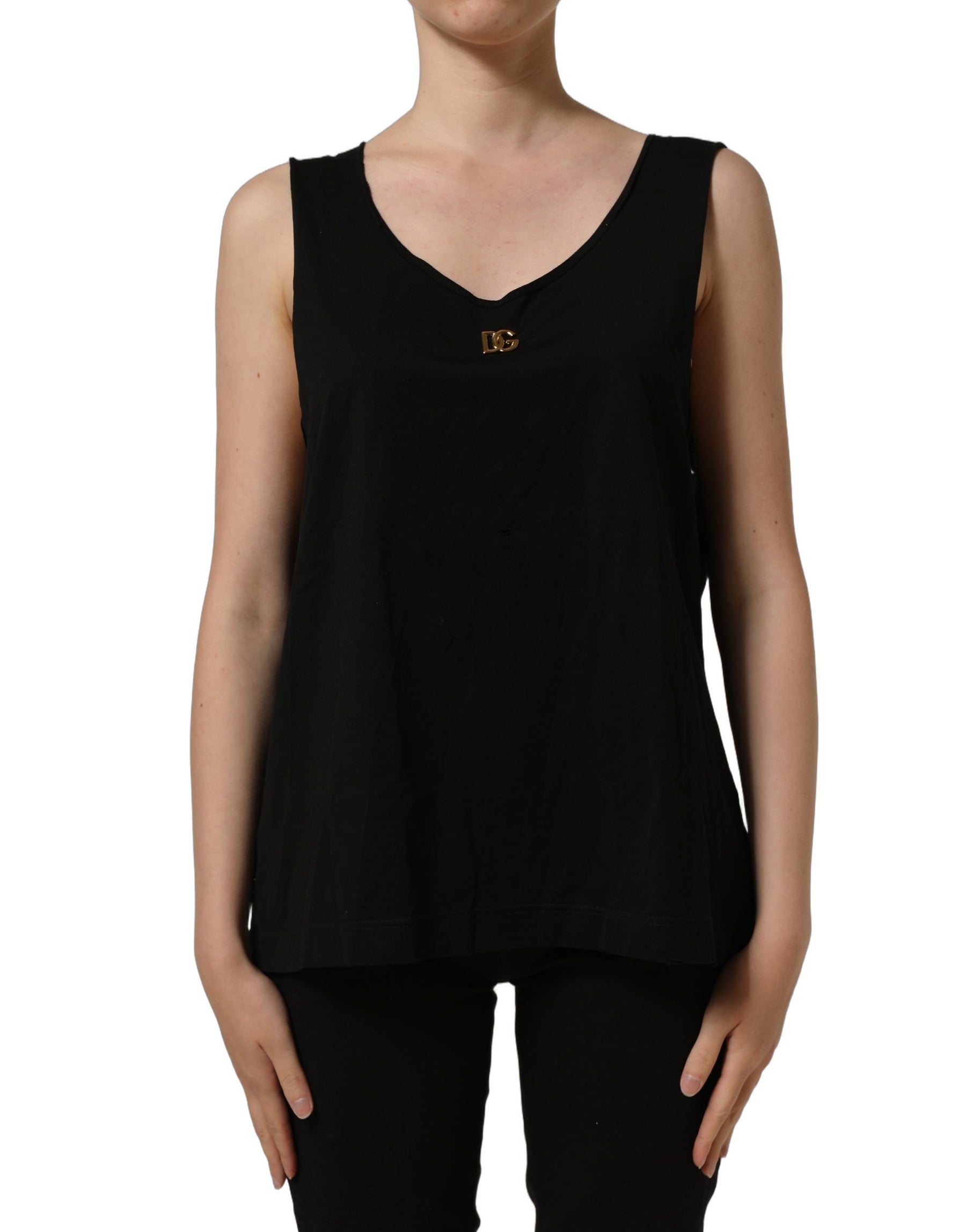 Dolce & Gabbana Black Gold DG Logo Cotton Sleeveless Tank Top | Regal Royce