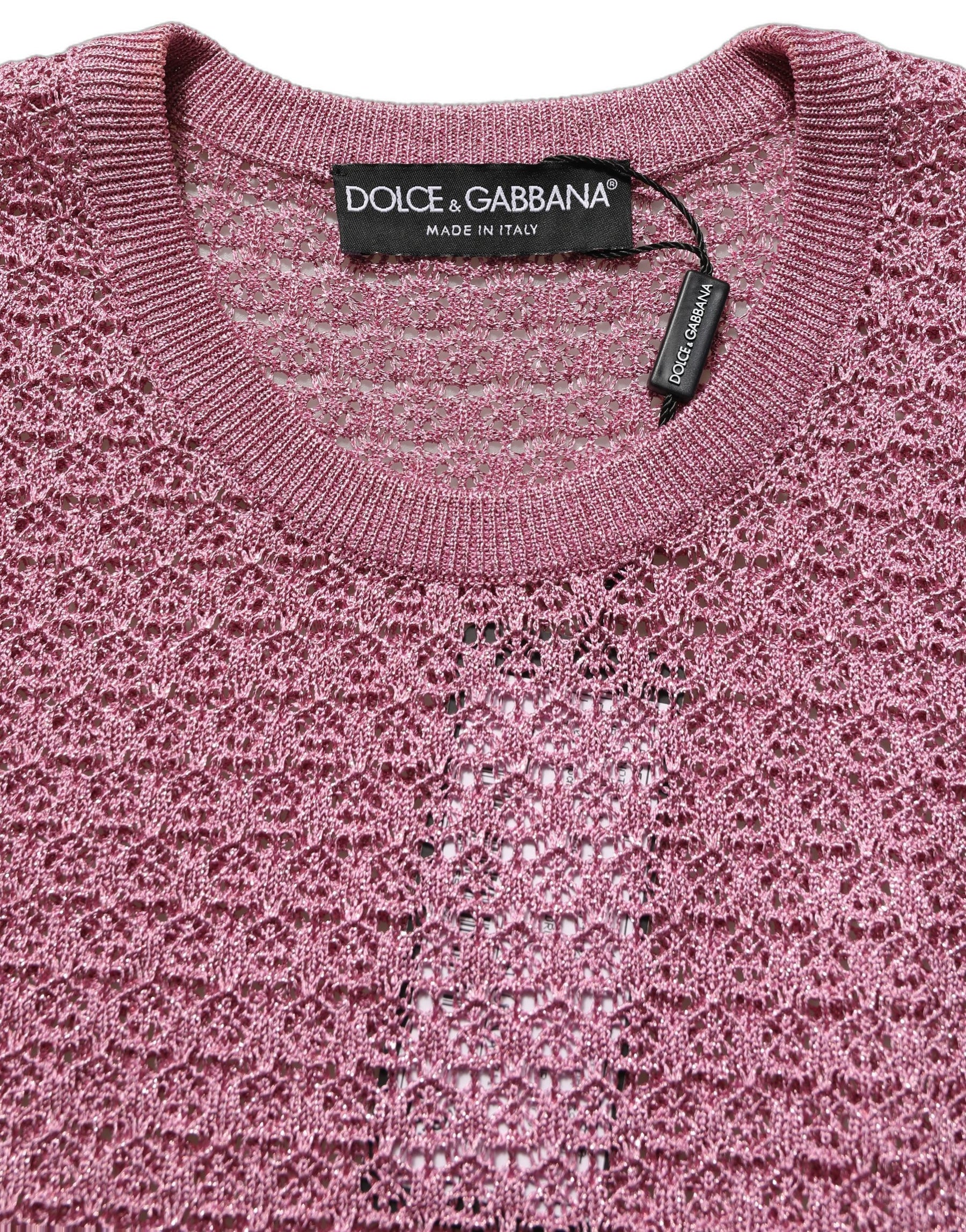 Dolce & Gabbana Pink Sheer Mesh Crew Neck Sleeveless Tank Top | Regal Royce
