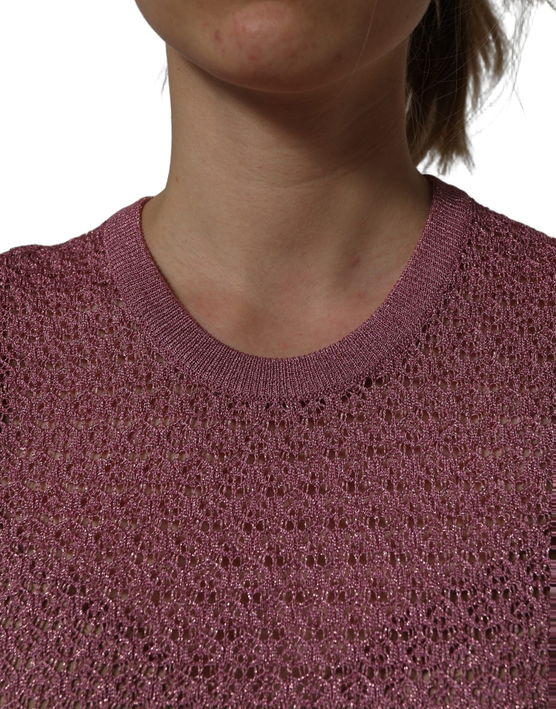 Dolce & Gabbana Pink Sheer Mesh Crew Neck Sleeveless Tank Top | Regal Royce