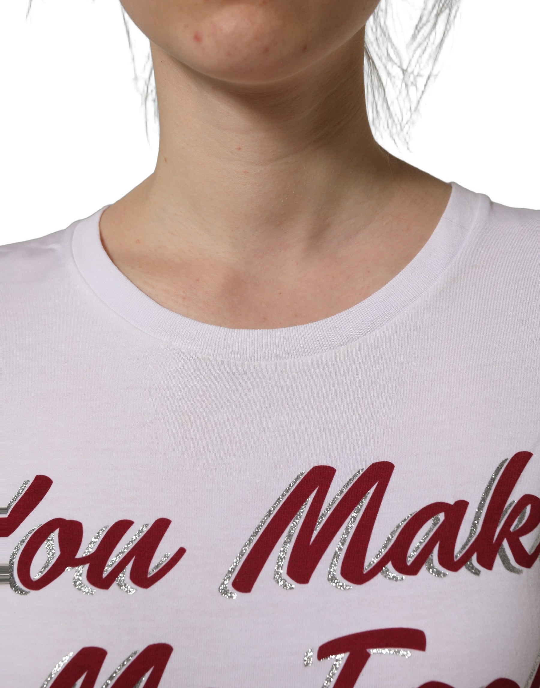 Dolce & Gabbana White Graphic Print Cotton Crew Neck T-shirt | Regal Royce