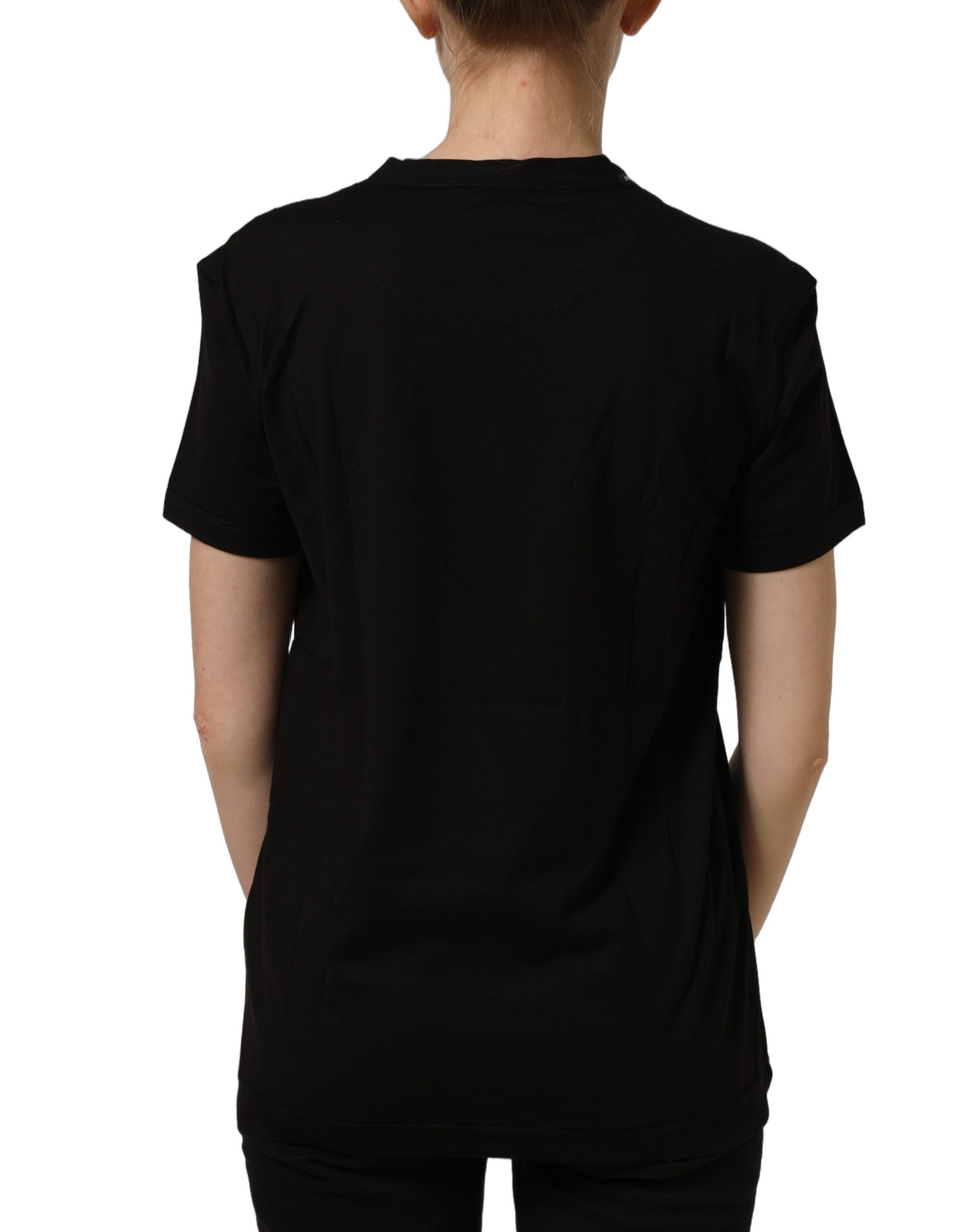 Dolce & Gabbana Black Cotton Crew Neck Short Sleeves T-shirt | Regal Royce