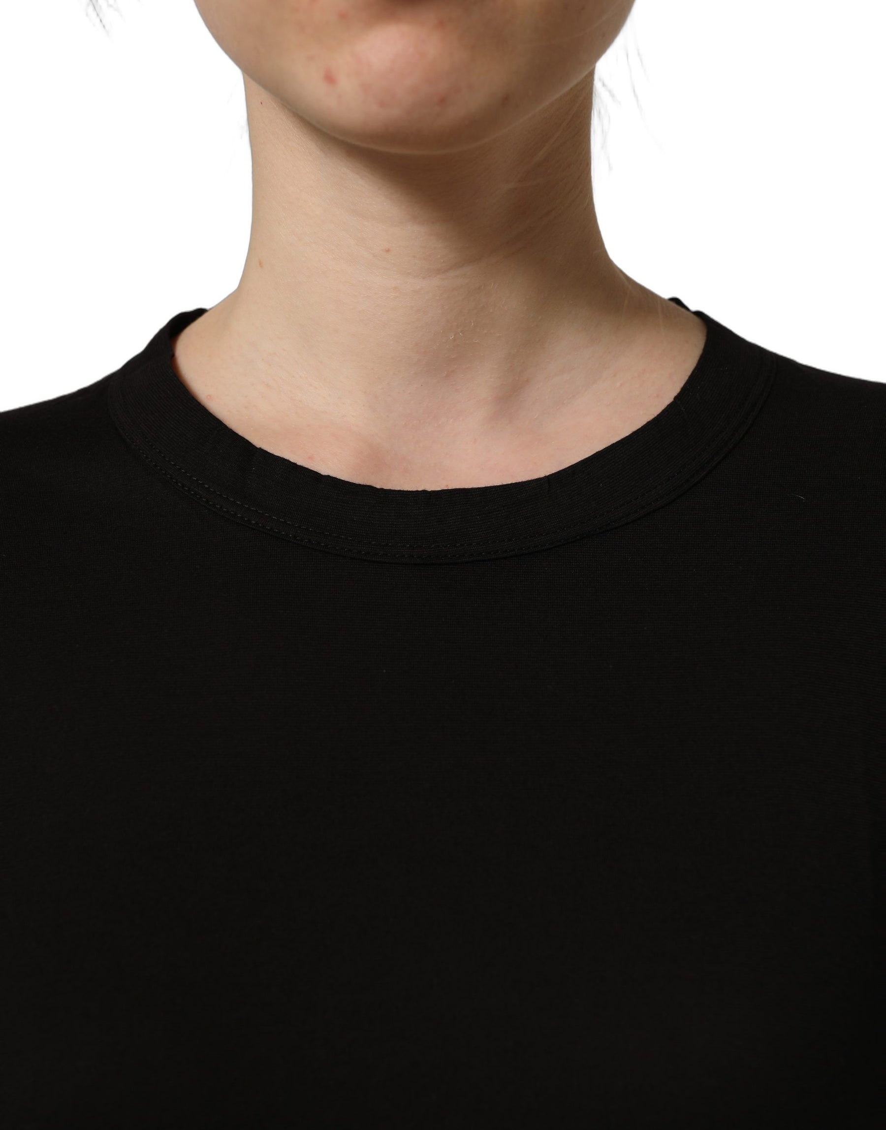 Dolce & Gabbana Black Cotton Crew Neck Short Sleeves T-shirt | Regal Royce