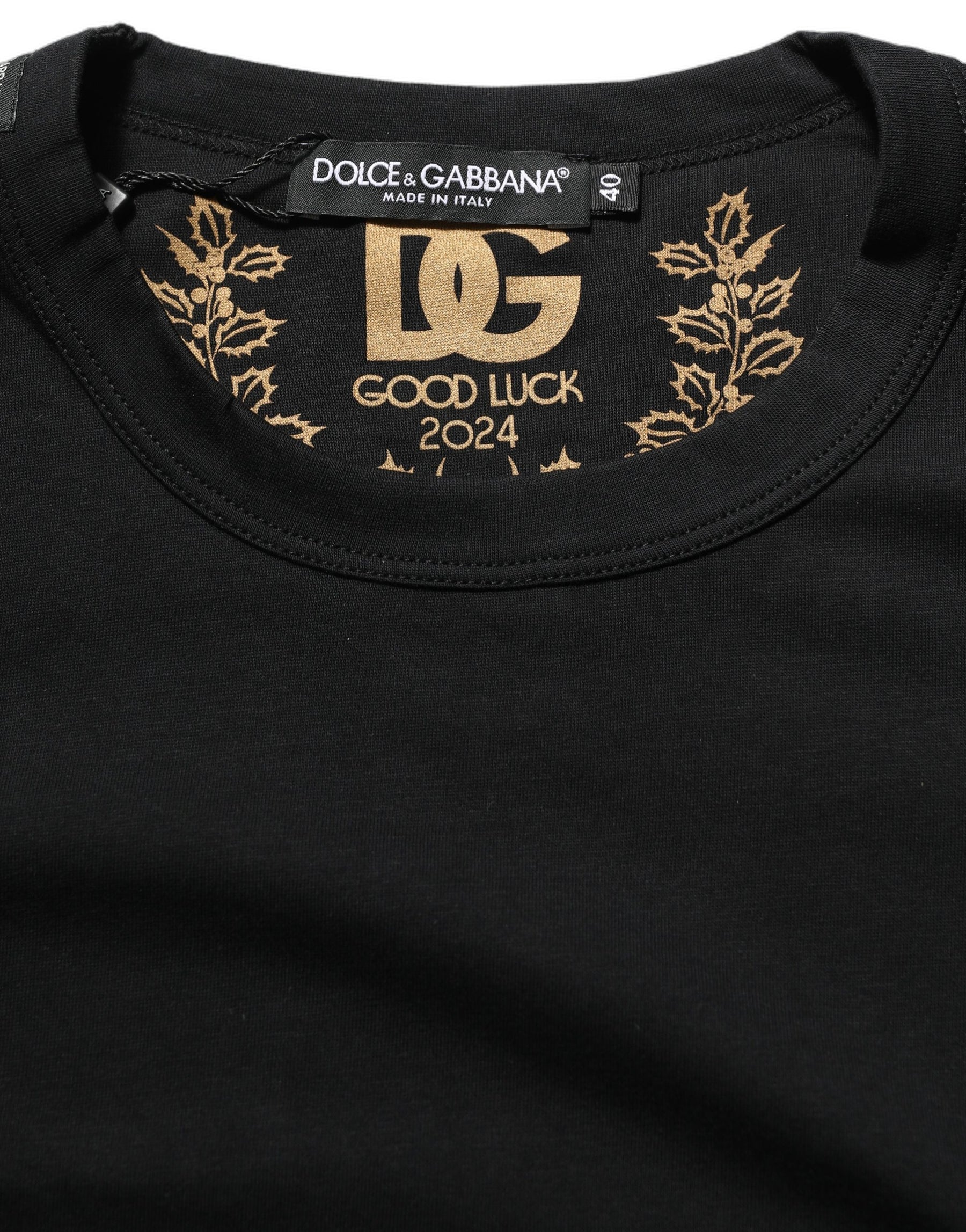 Dolce & Gabbana Black Cotton Crew Neck Short Sleeves T-shirt | Regal Royce