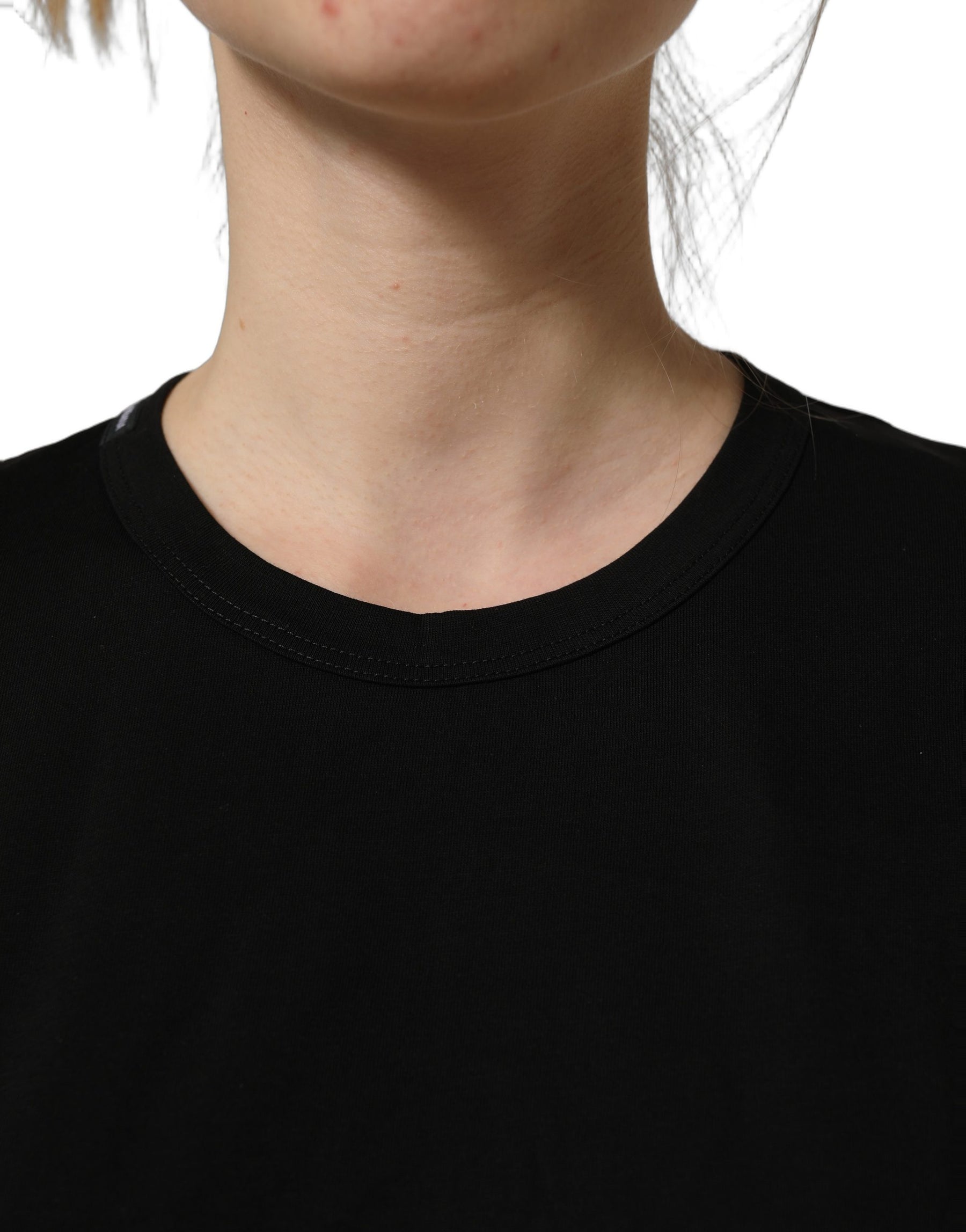 Dolce & Gabbana Black Cotton Crew Neck Short Sleeves T-shirt | Regal Royce