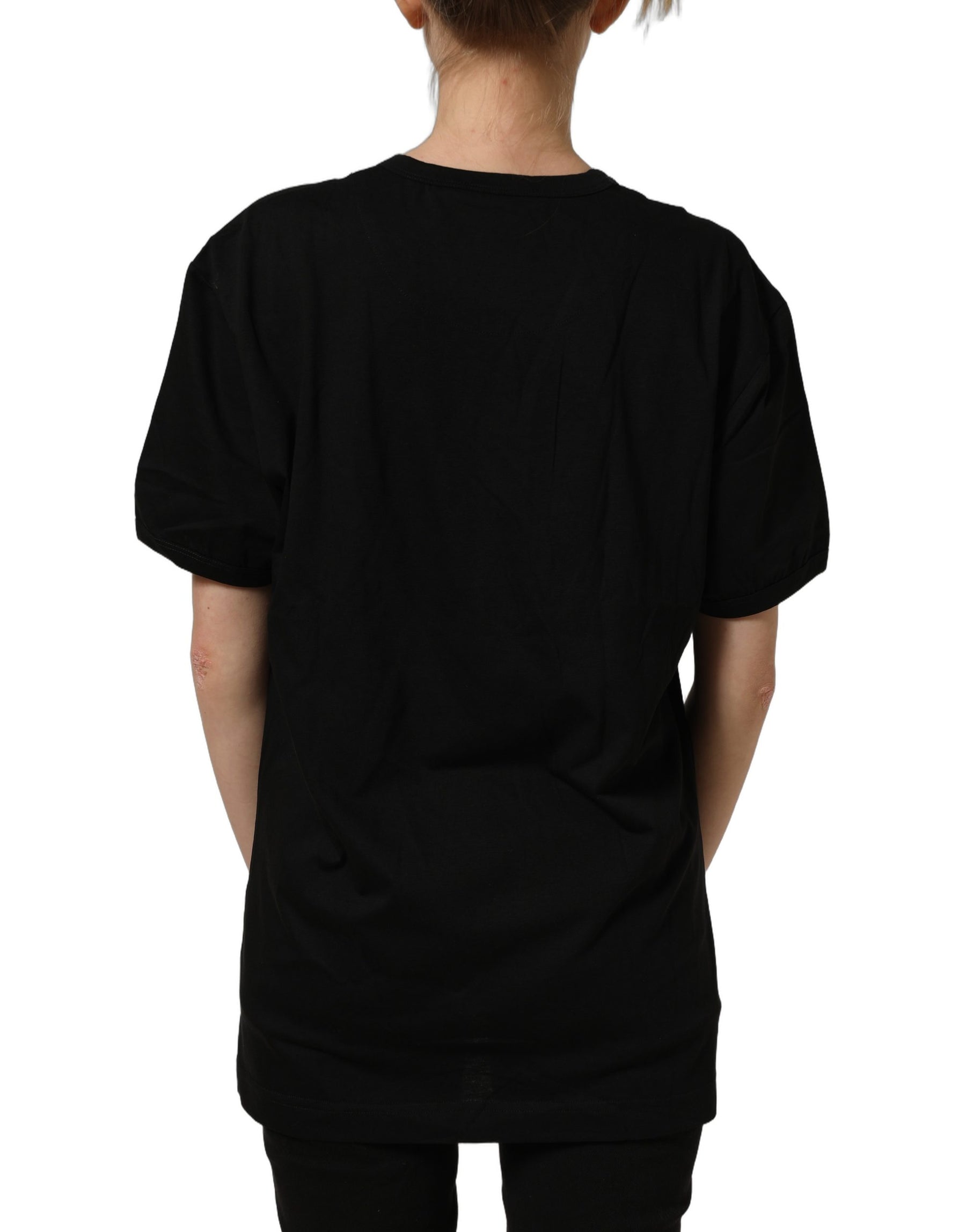 Dolce & Gabbana Black Cotton Crew Neck Short Sleeve T-shirt | Regal Royce