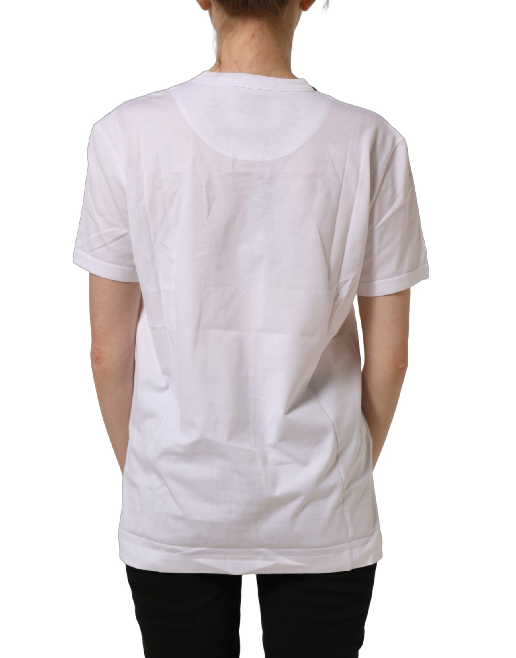 Dolce & Gabbana White Cotton Crew Neck Short Sleeves T-shirt | Regal Royce