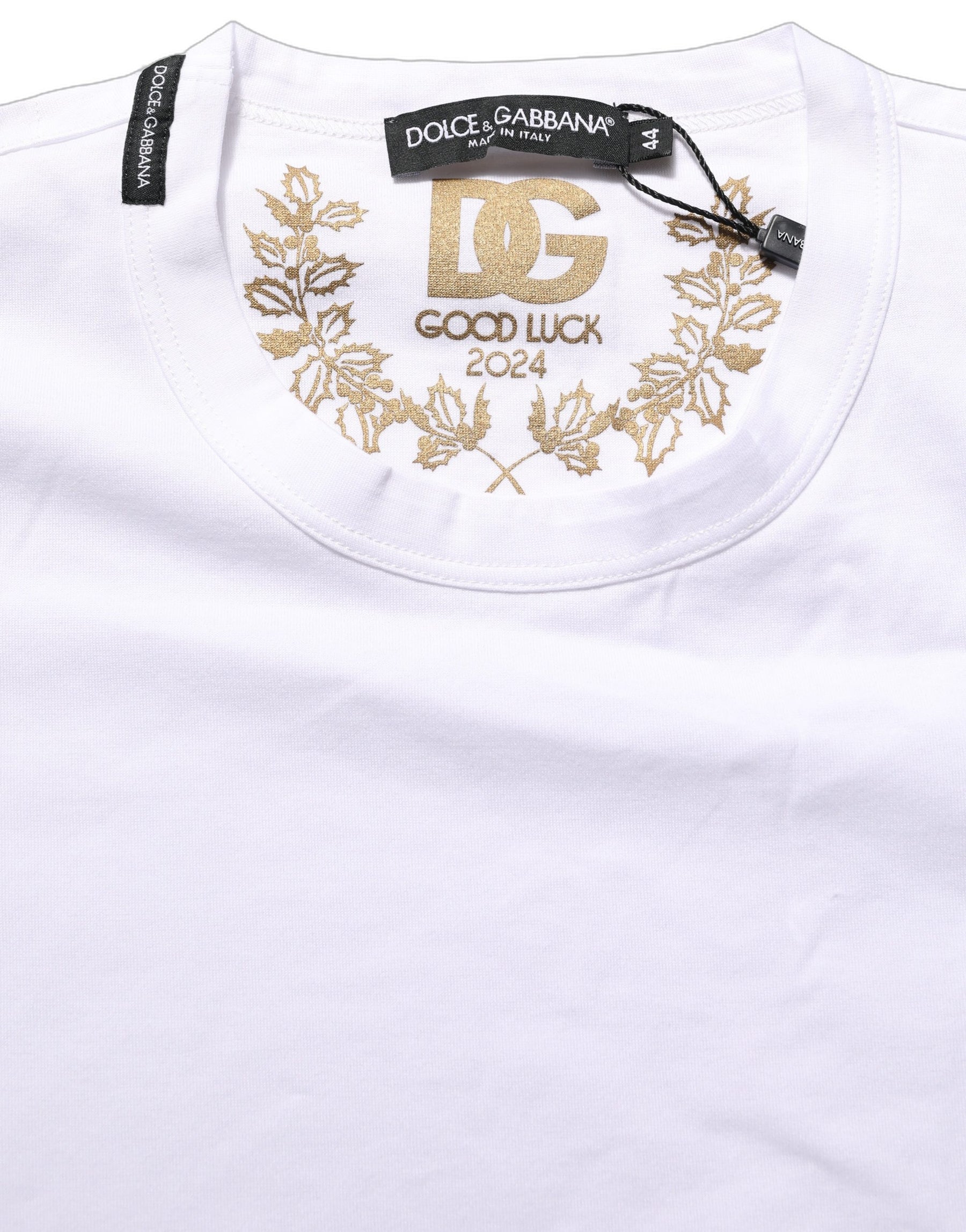 Dolce & Gabbana White Cotton Crew Neck Short Sleeves T-shirt | Regal Royce