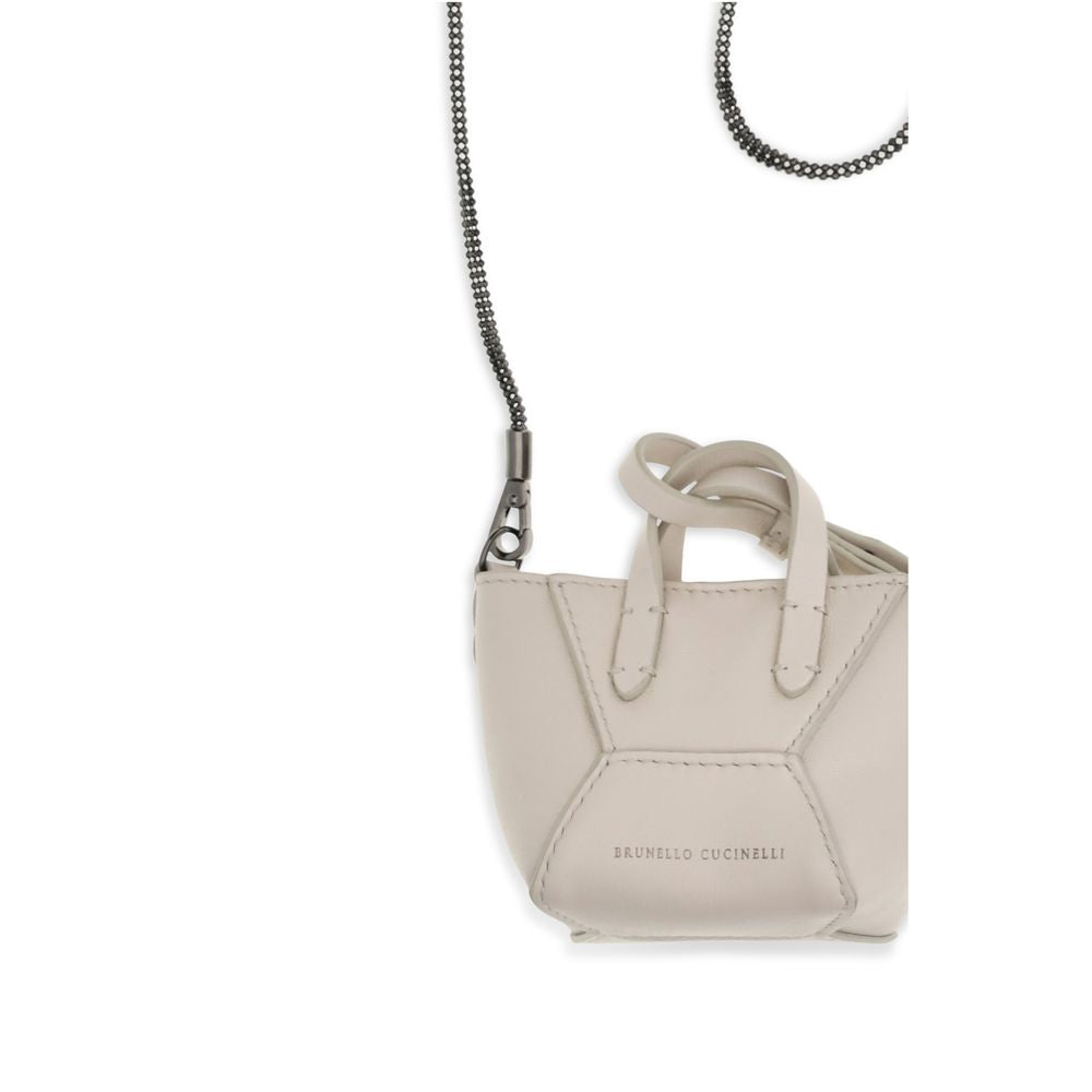 Brunello Cucinelli Beige Calf Leather Bos Taurus Shoulder Bag | Regal Royce
