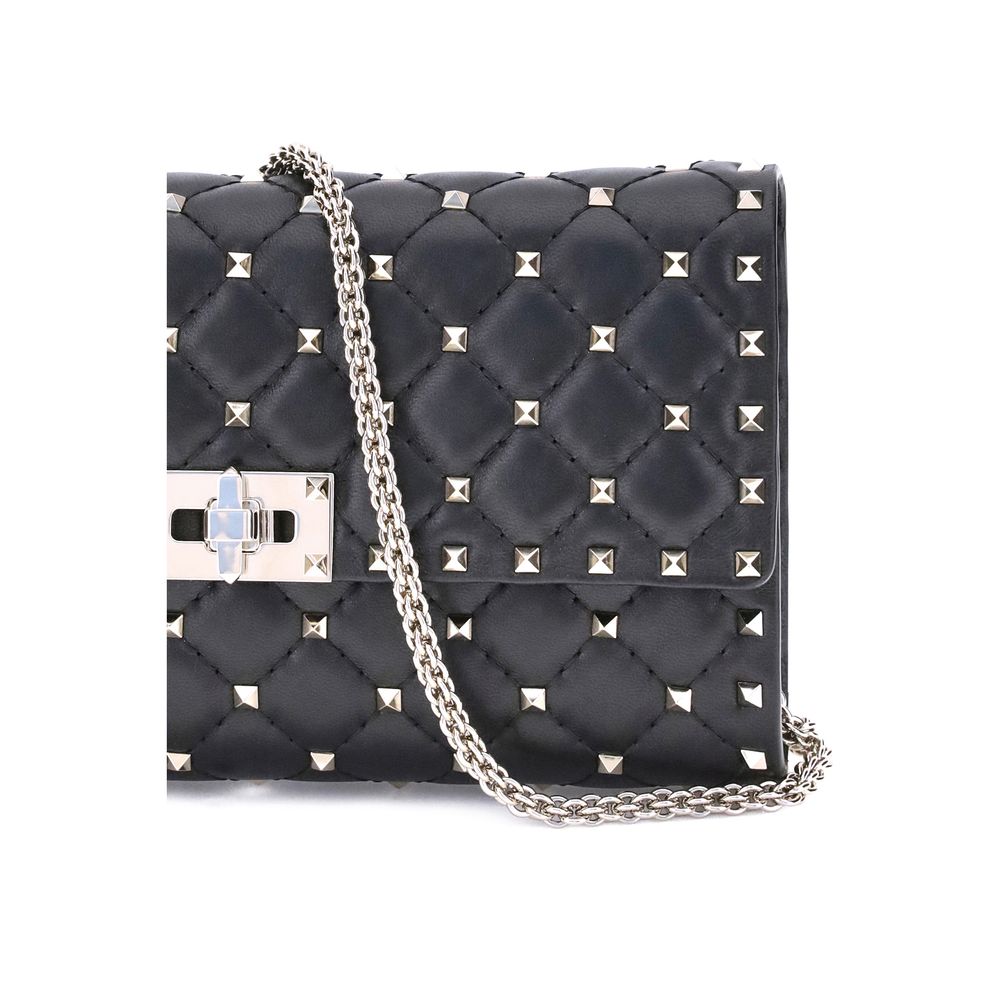 Valentino Garavani Black Calf Leather Bos Taurus Shoulder Bag | Regal Royce