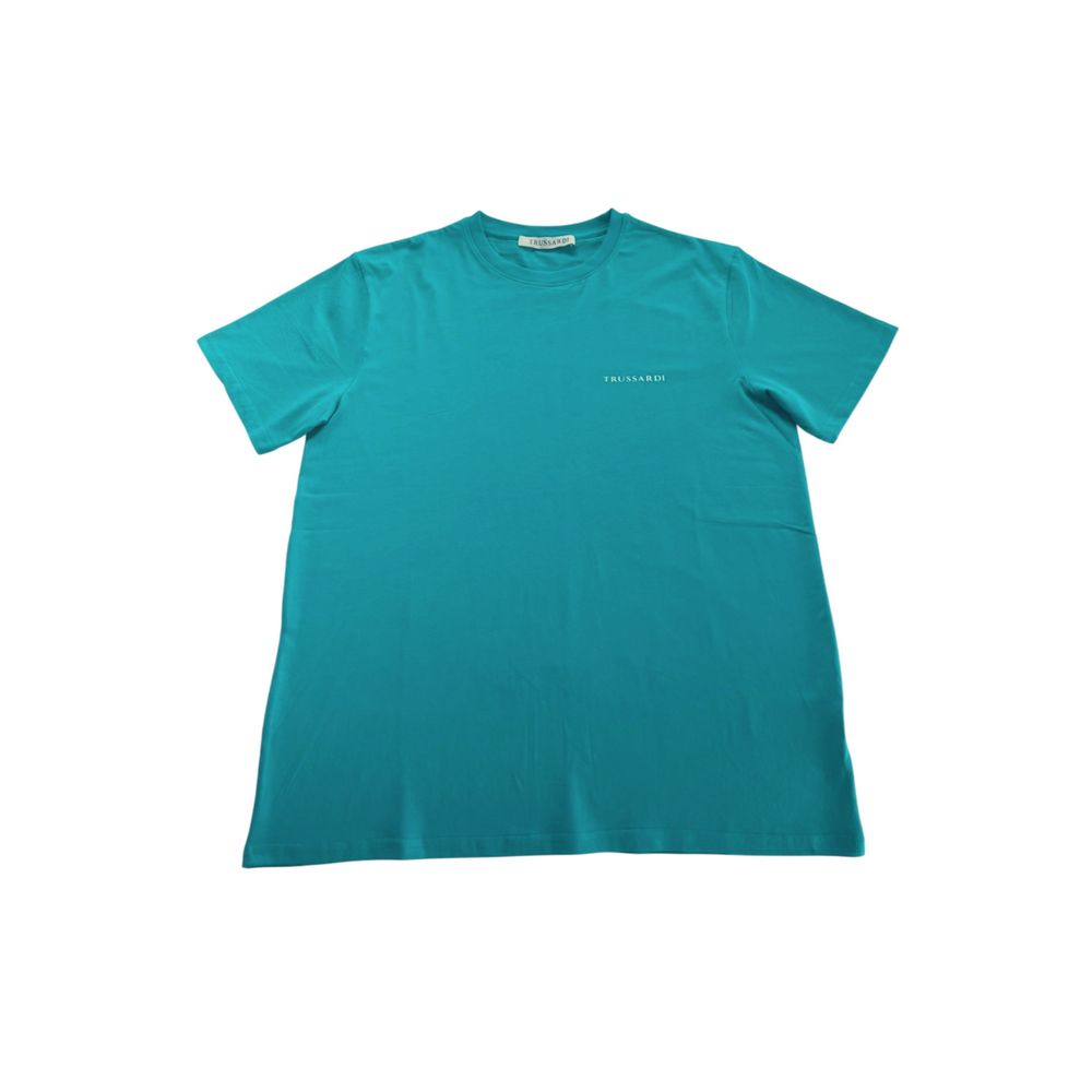Trussardi Beachwear Light Blue Cotton Men T-Shirt | Regal Royce