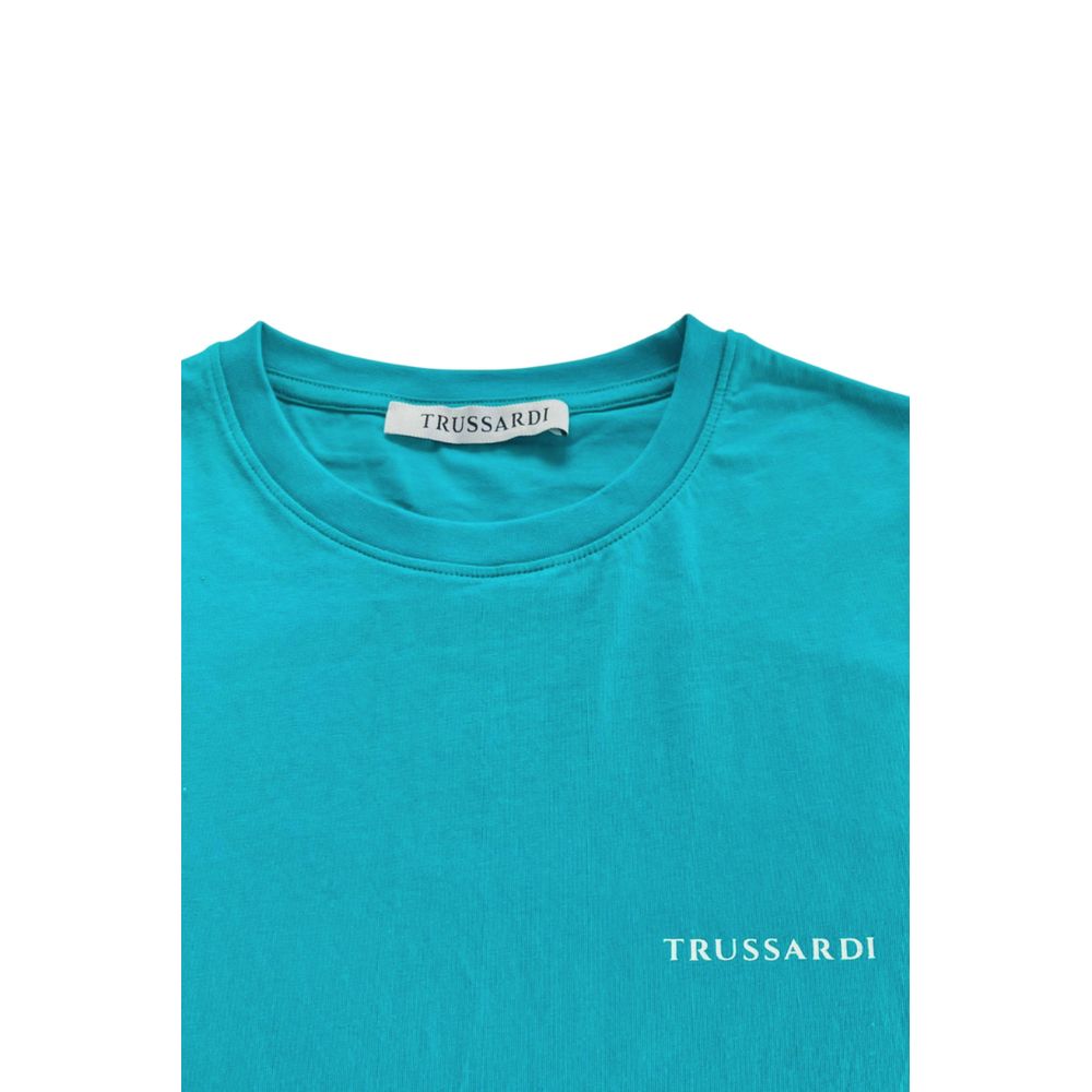 Trussardi Beachwear Light Blue Cotton Men T-Shirt | Regal Royce