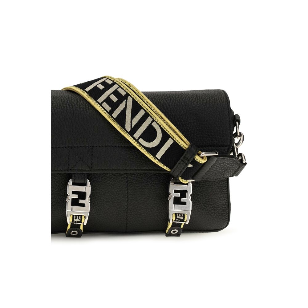 Fendi Black Calf Leather Bos Taurus Shoulder Bag | Regal Royce