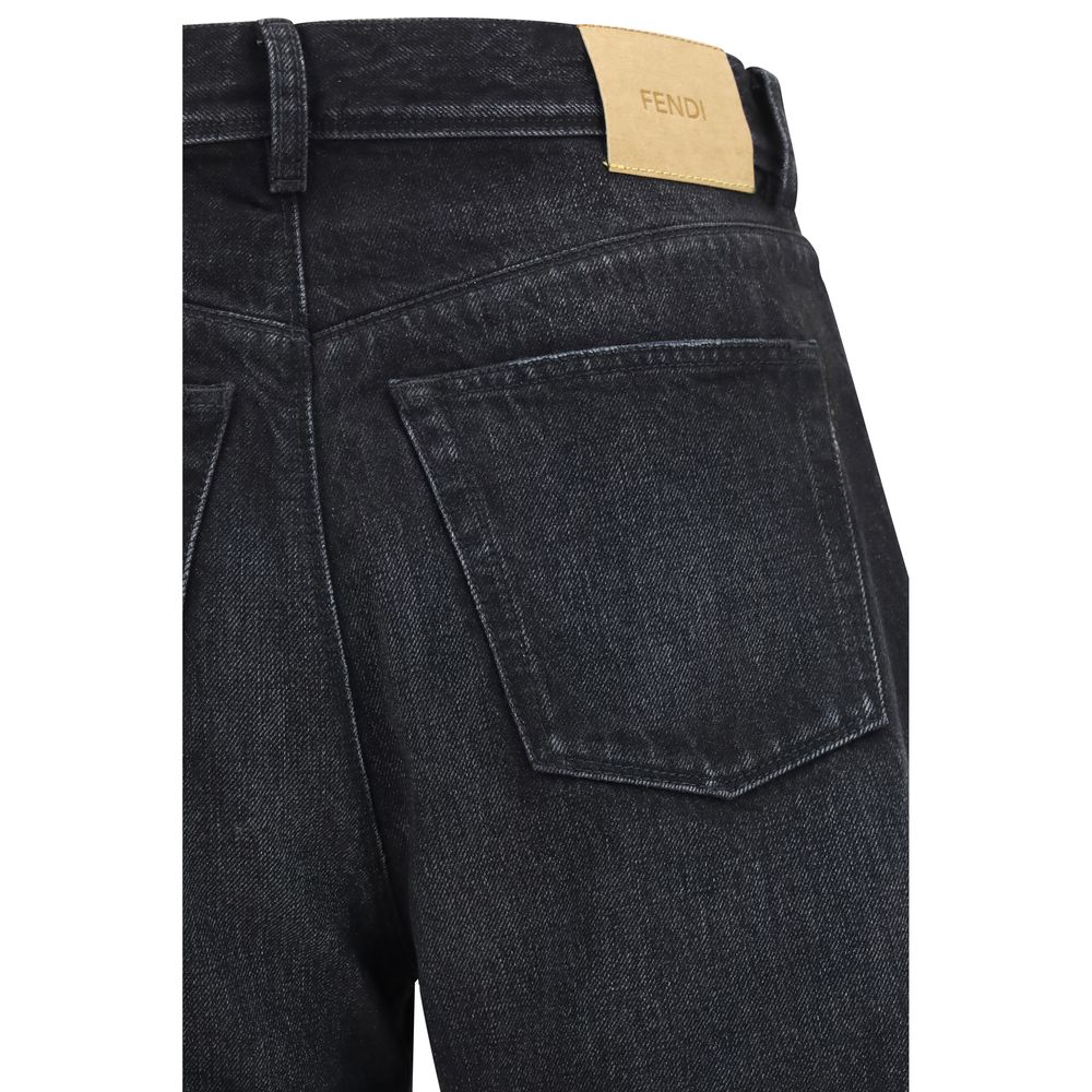 Fendi Black Cotton Straight-Leg Jeans | Regal Royce