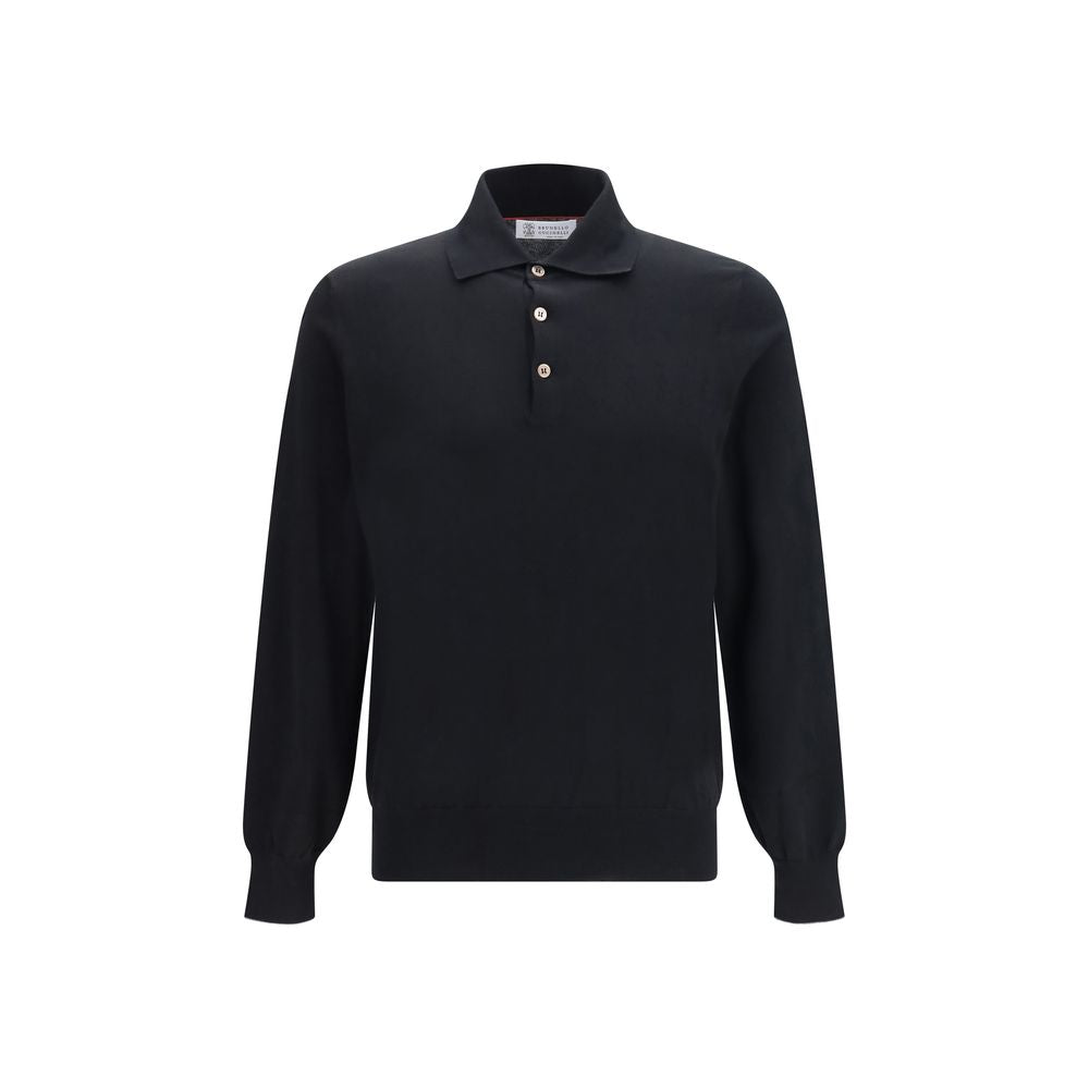 Brunello Cucinelli Black Cotton Long Sleeve T-Shirt | Regal Royce