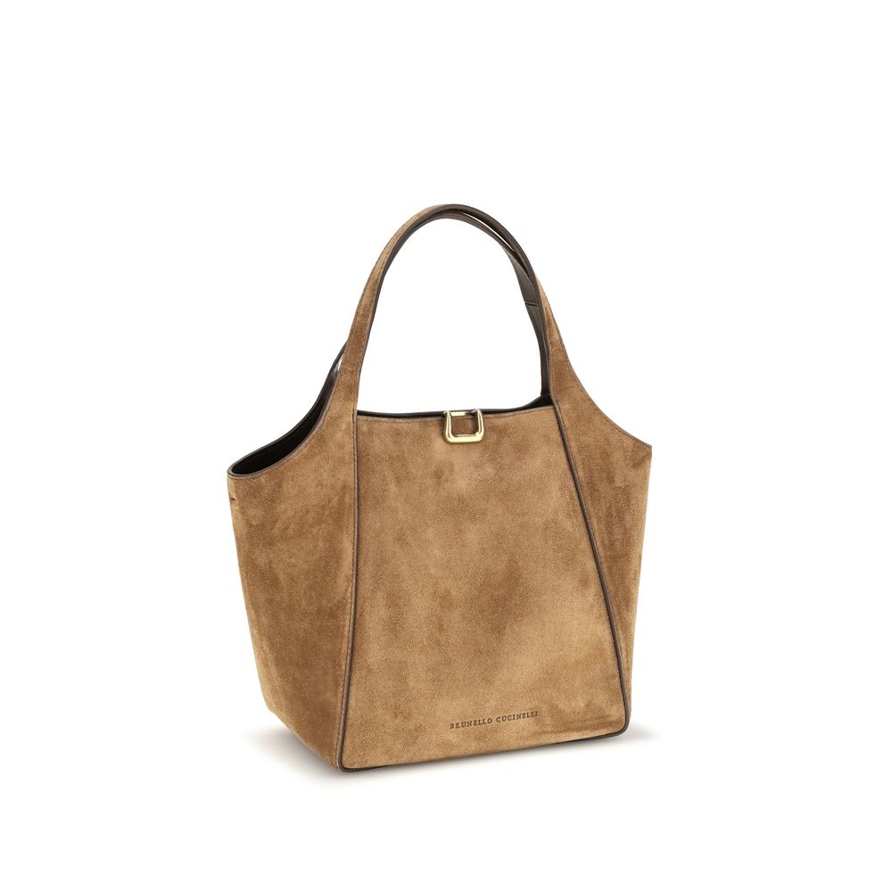 Brunello Cucinelli Beige Calf Leather Bos Taurus Shoulder Bag | Regal Royce