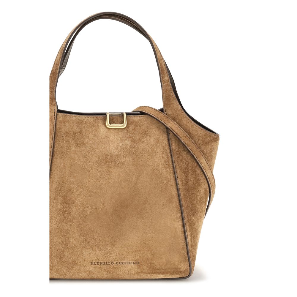 Brunello Cucinelli Beige Calf Leather Bos Taurus Shoulder Bag | Regal Royce