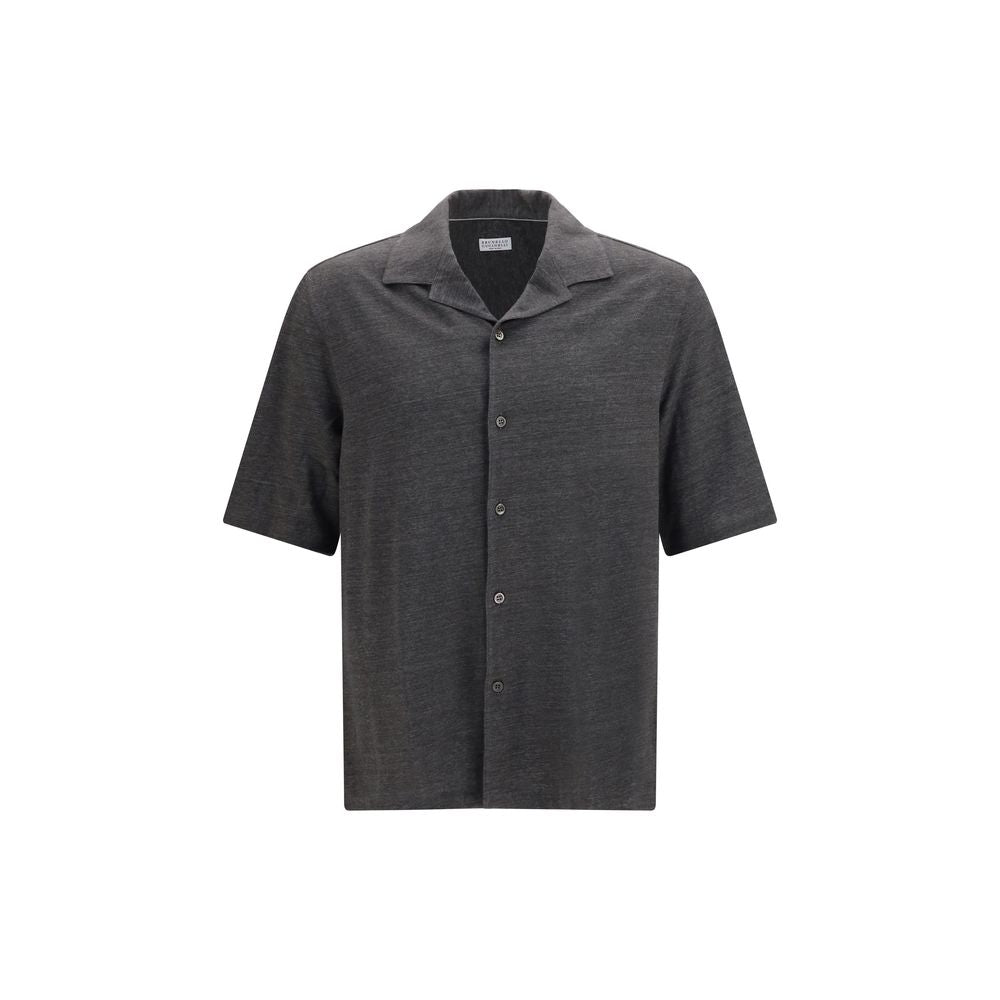 Brunello Cucinelli Gray Linen Shortsleeve Shirt | Regal Royce