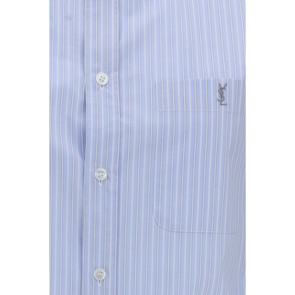 Saint Laurent Blue Cotton Pattern Shirt | Regal Royce