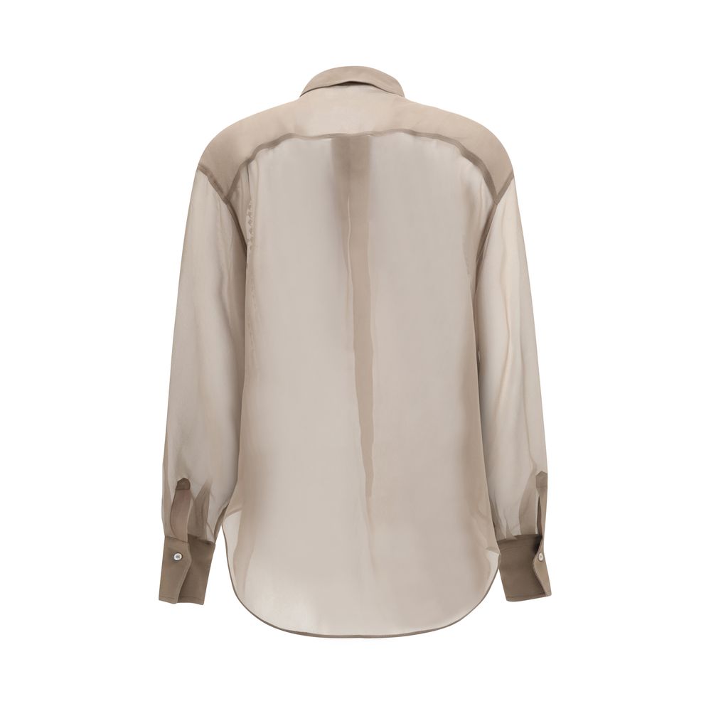 Brunello Cucinelli Beige Silk Pattern Shirt | Regal Royce