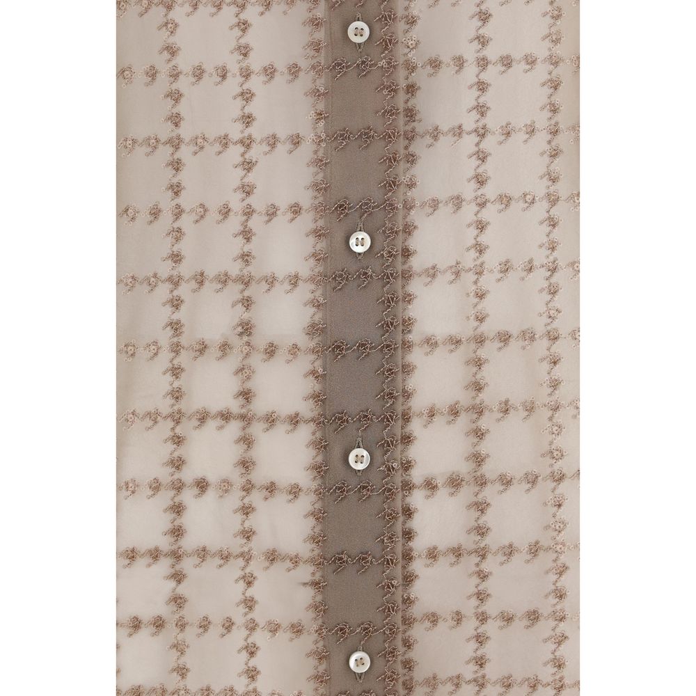 Brunello Cucinelli Beige Silk Pattern Shirt | Regal Royce