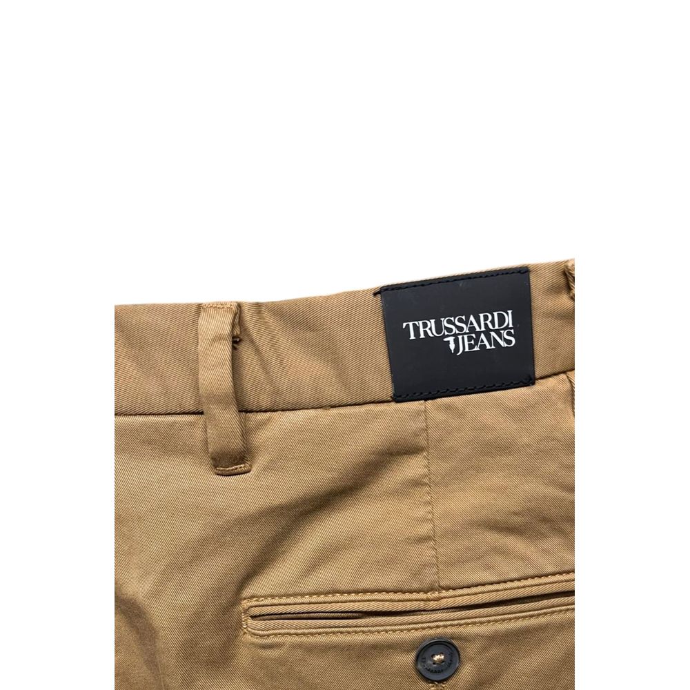 Trussardi Jeans Beige Cotton Men Pants | Regal Royce