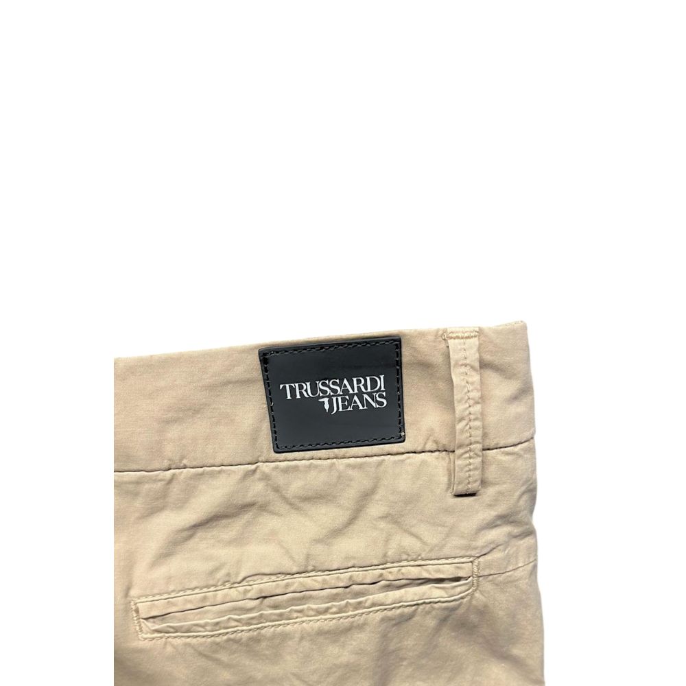 Trussardi Jeans Beige Cotton Men Pants | Regal Royce