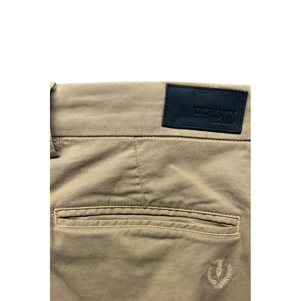 Trussardi Jeans Beige Cotton Men Pants | Regal Royce