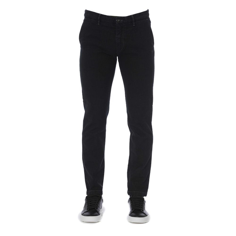 Trussardi Jeans Black Cotton Men Pants | Regal Royce