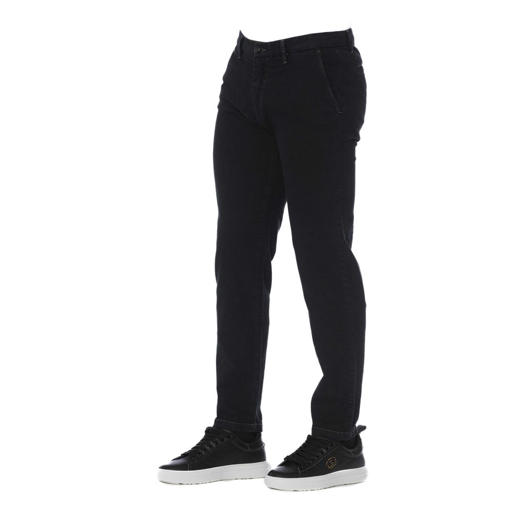 Trussardi Jeans Black Cotton Men Pants | Regal Royce