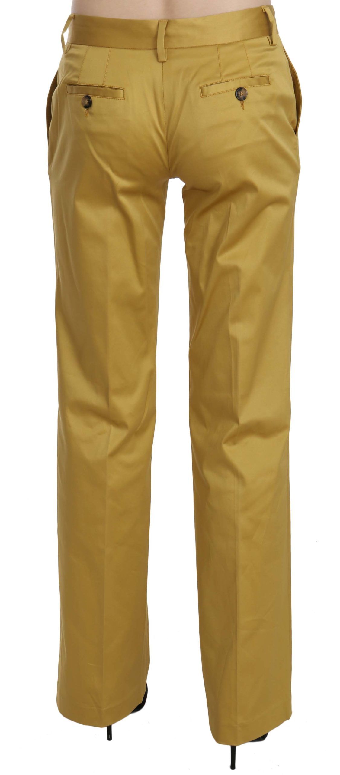 Just Cavalli Mustard Yellow Straight Formal Trousers Pants | Regal Royce
